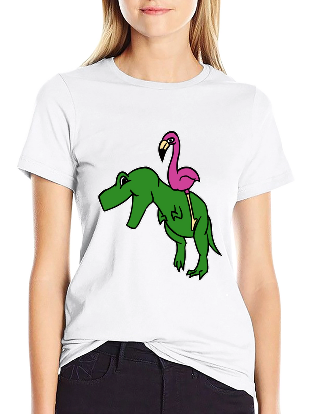 Dino Flamingo T-Shirt - Funny Graphic Tee