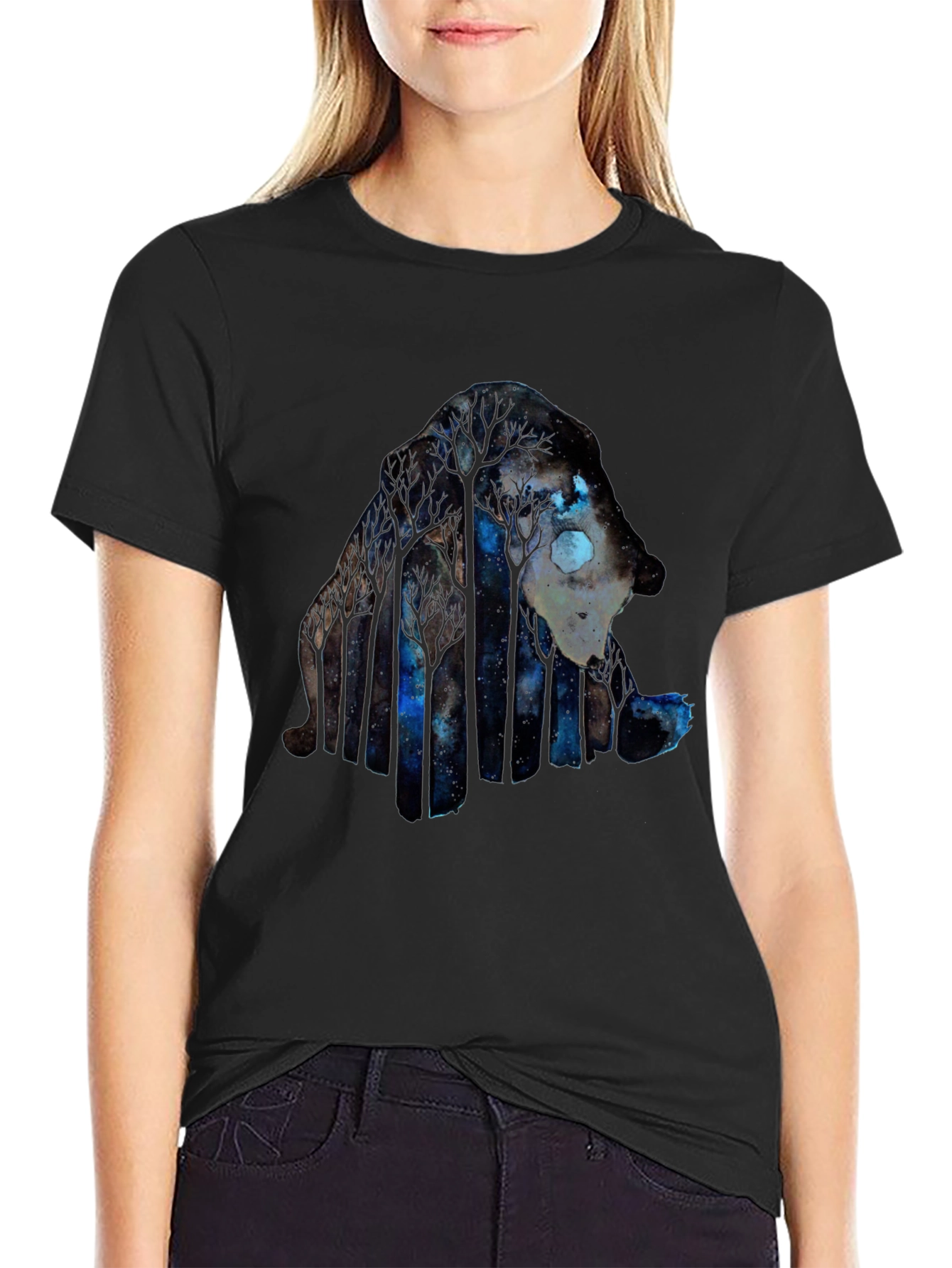 Night Forest Wolf Graphic Tee