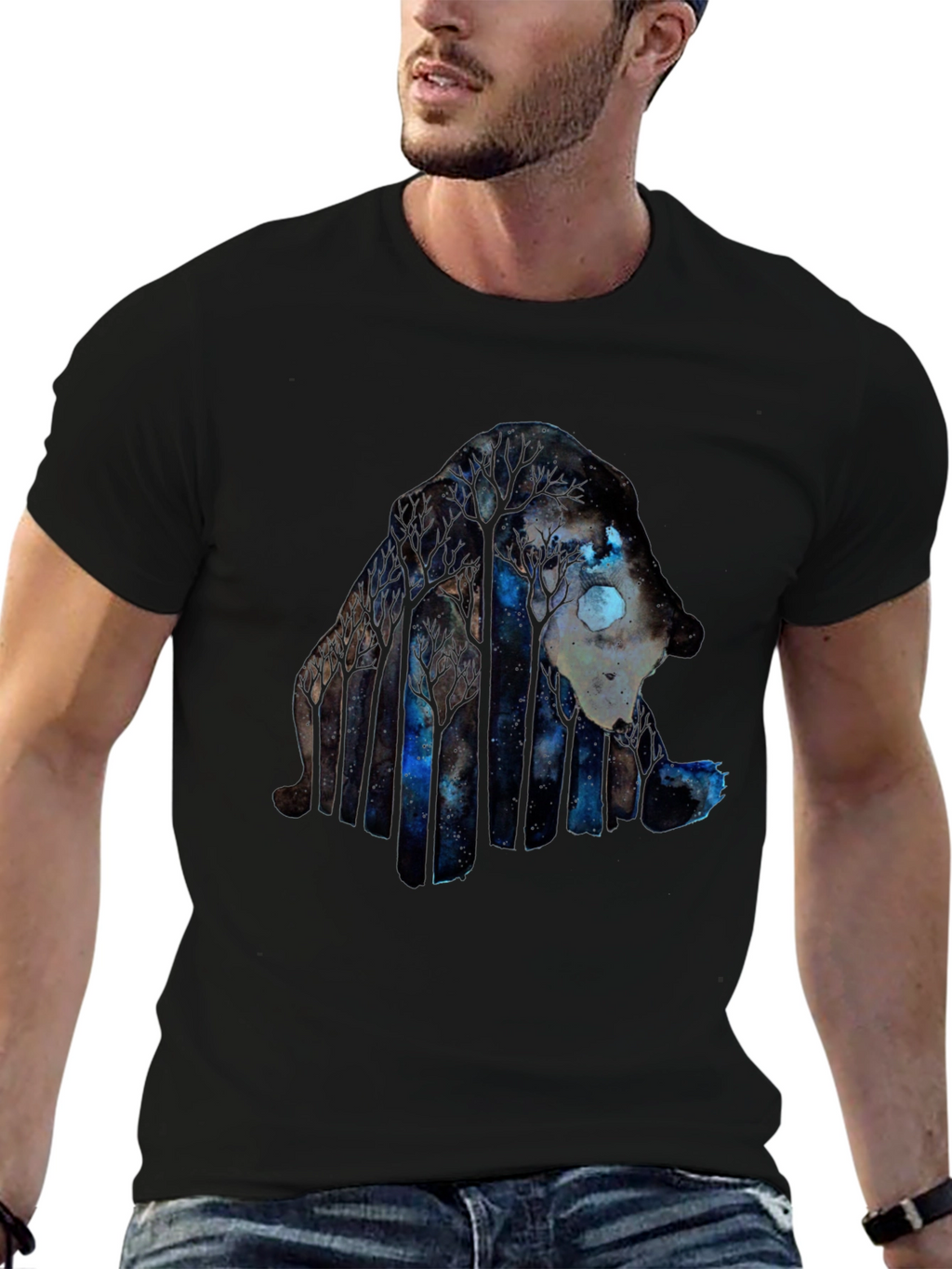 Night Forest Wolf Graphic Tee