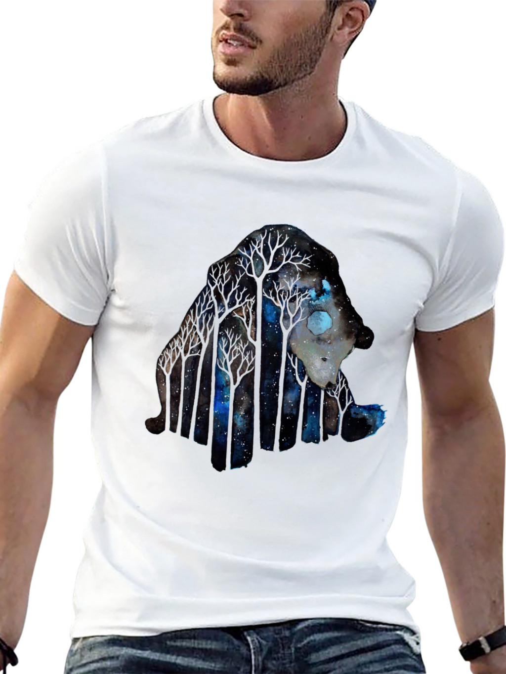 Night Forest Wolf Graphic Tee