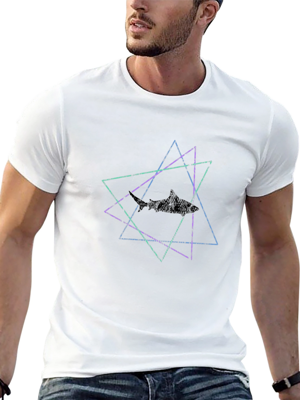 Geometric Shark T-Shirt - Modern Graphic Tee