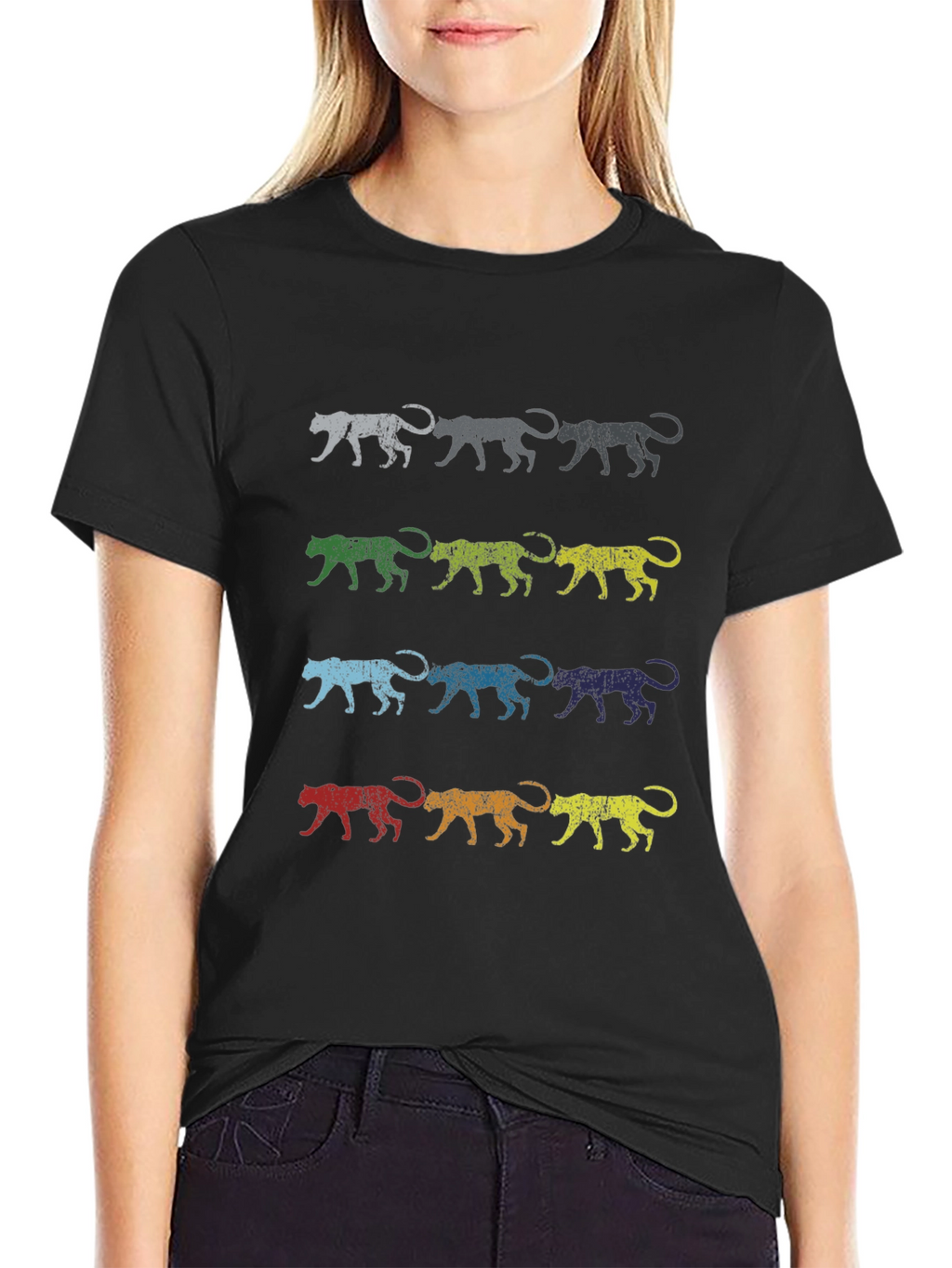 Retro Jaguar Print Graphic Tee - Black