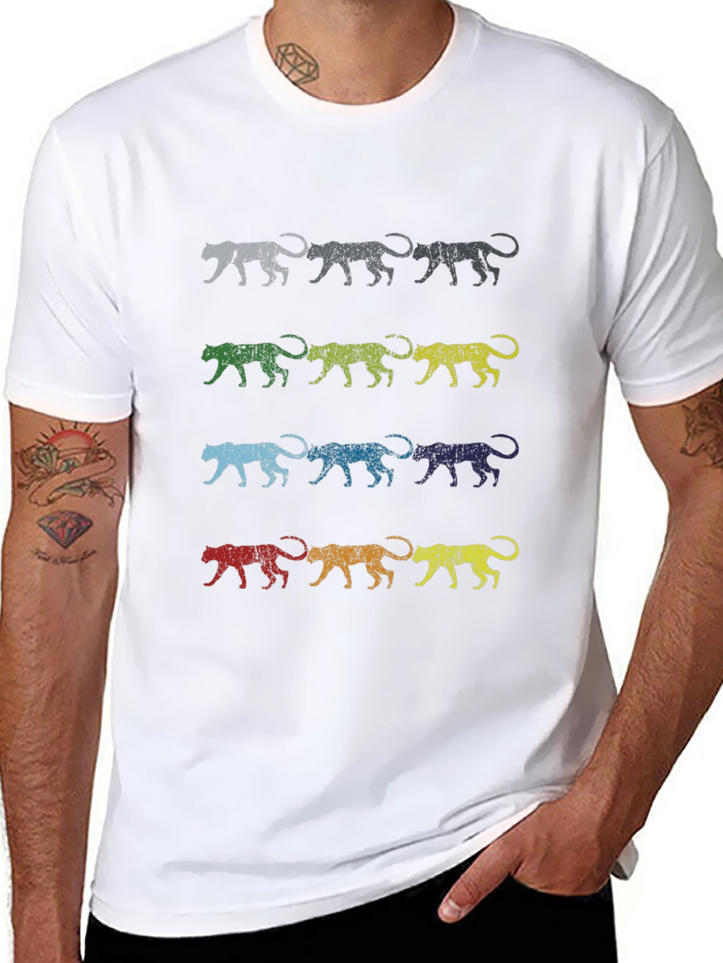 Retro Jaguar Print Graphic Tee - Black