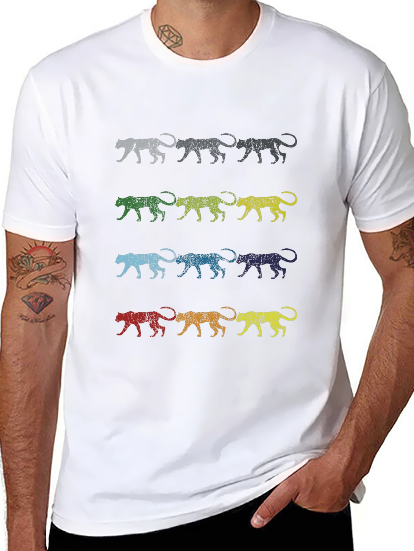 Retro Jaguar Print Graphic Tee - Black