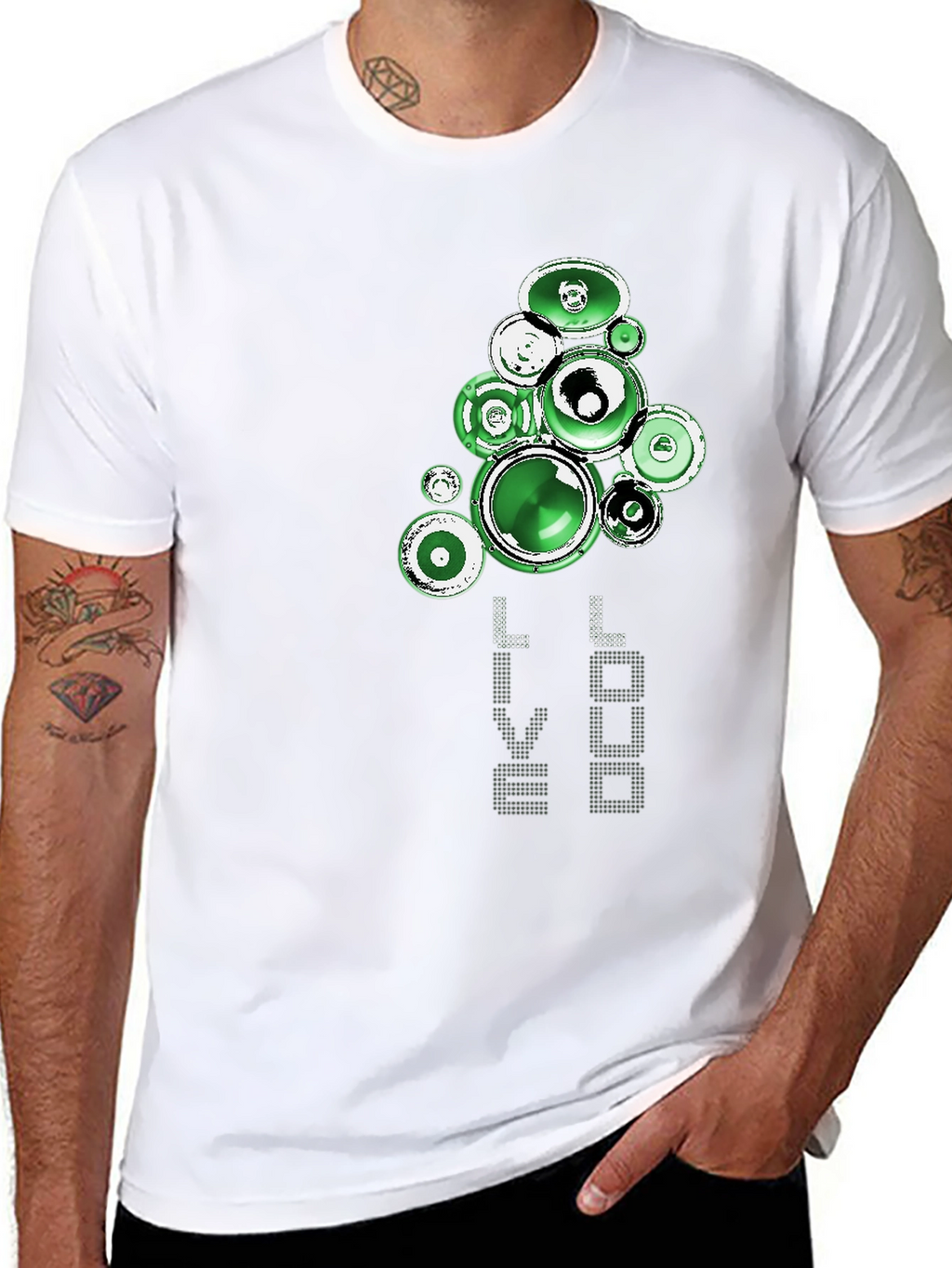 Green Speaker Graphic Black T-Shirt