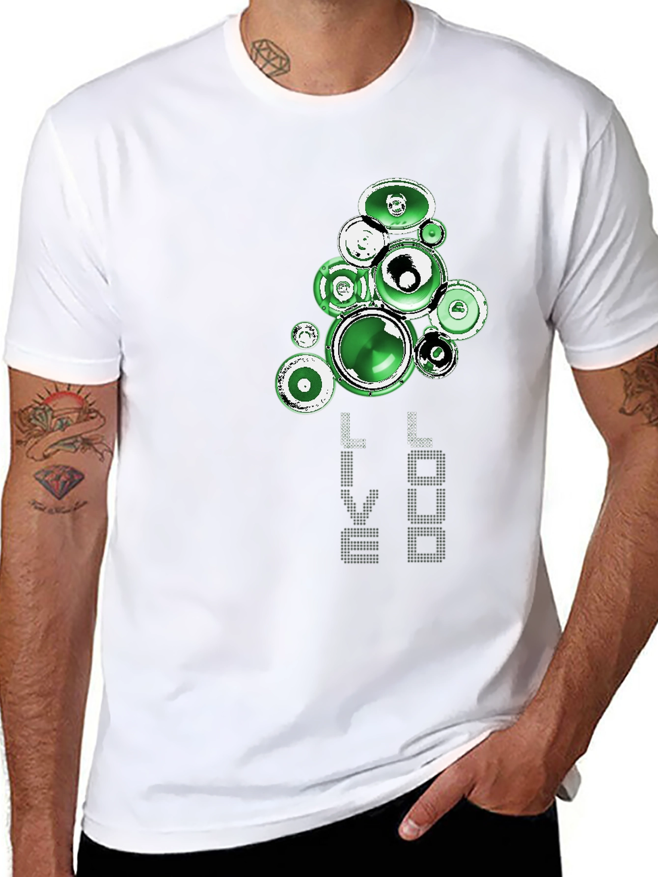 Green Speaker Graphic Black T-Shirt