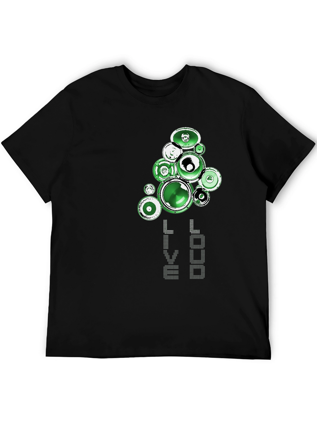 Green Speaker Graphic Black T-Shirt
