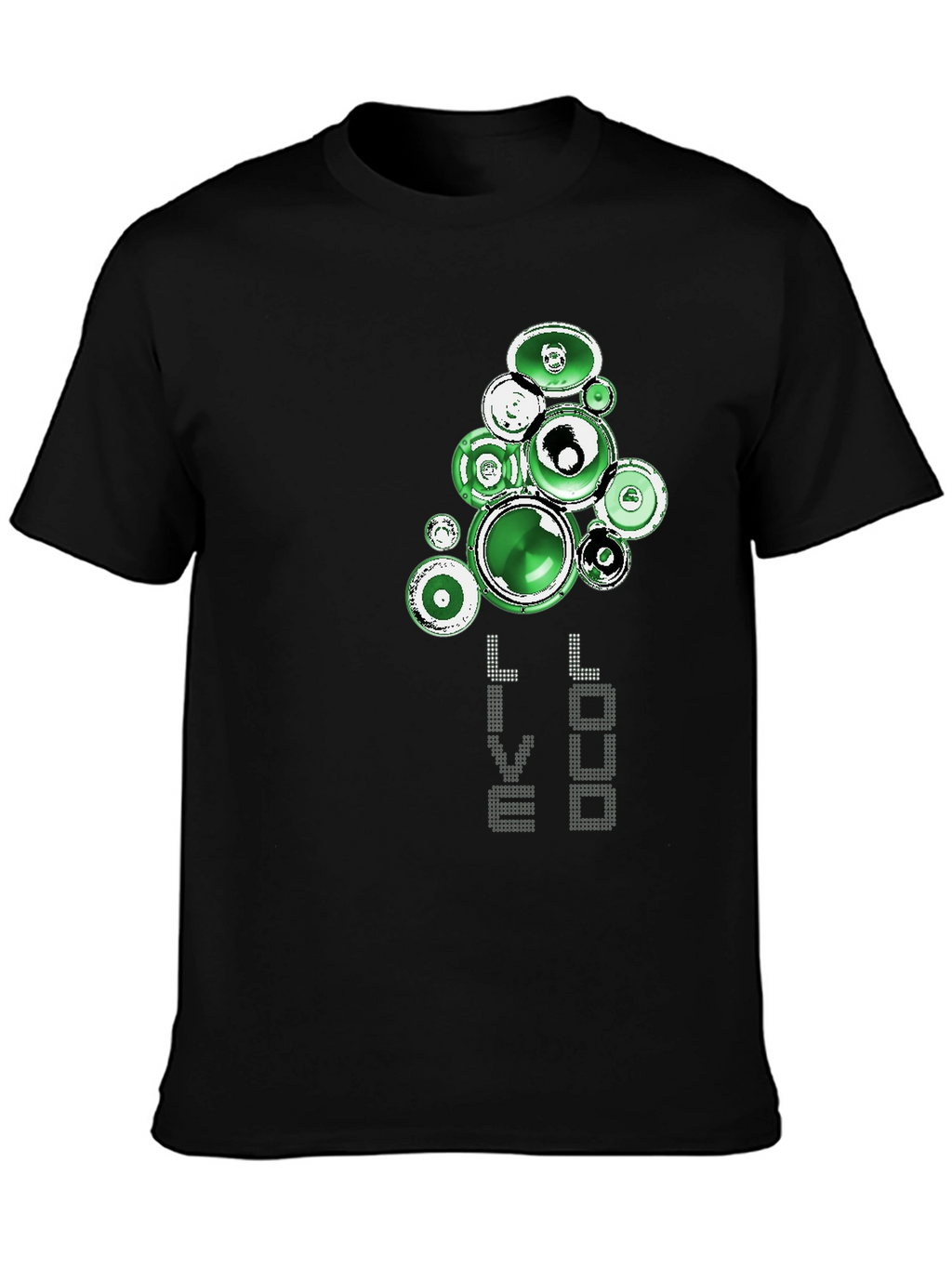 Green Speaker Graphic Black T-Shirt