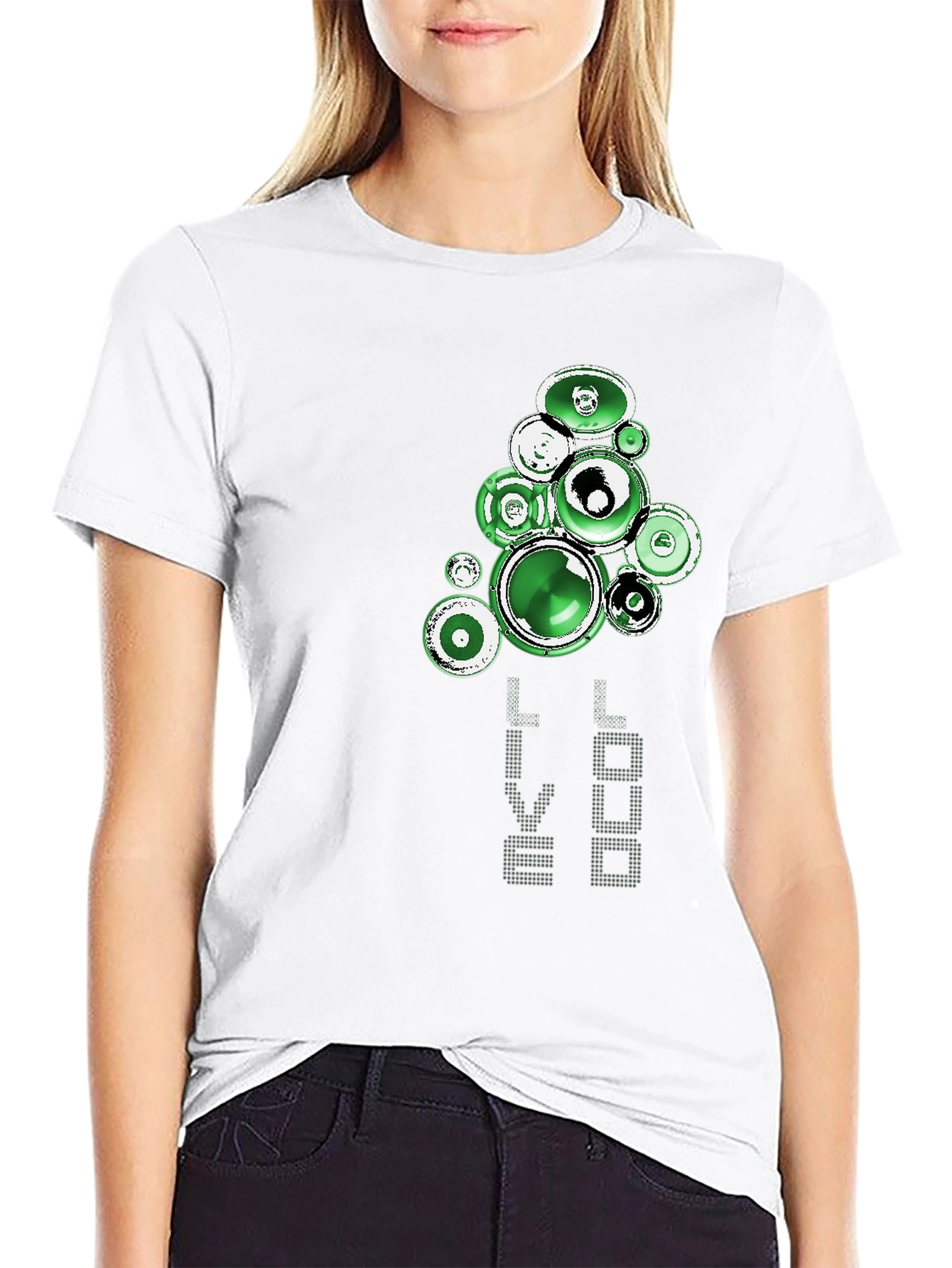 Green Speaker Graphic Black T-Shirt