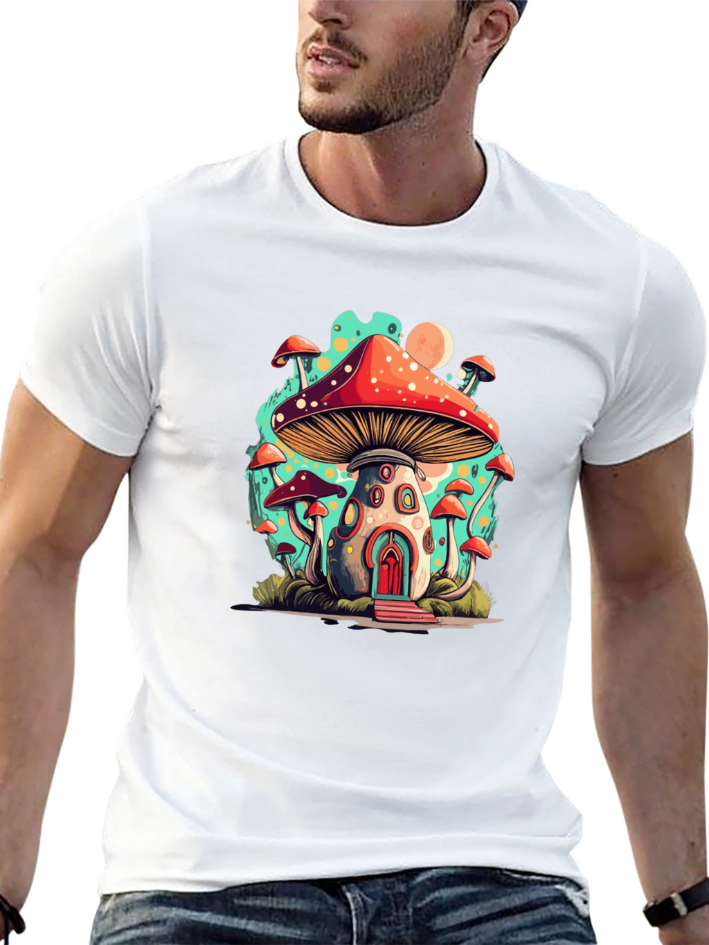 Mushroom House T-Shirt - Funky Graphic Tee