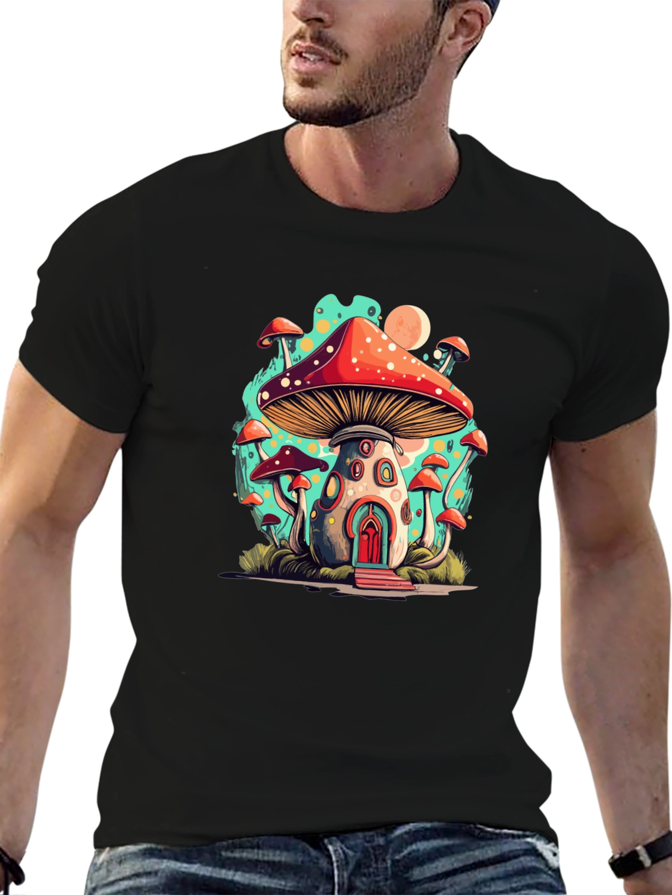 Mushroom House T-Shirt - Funky Graphic Tee
