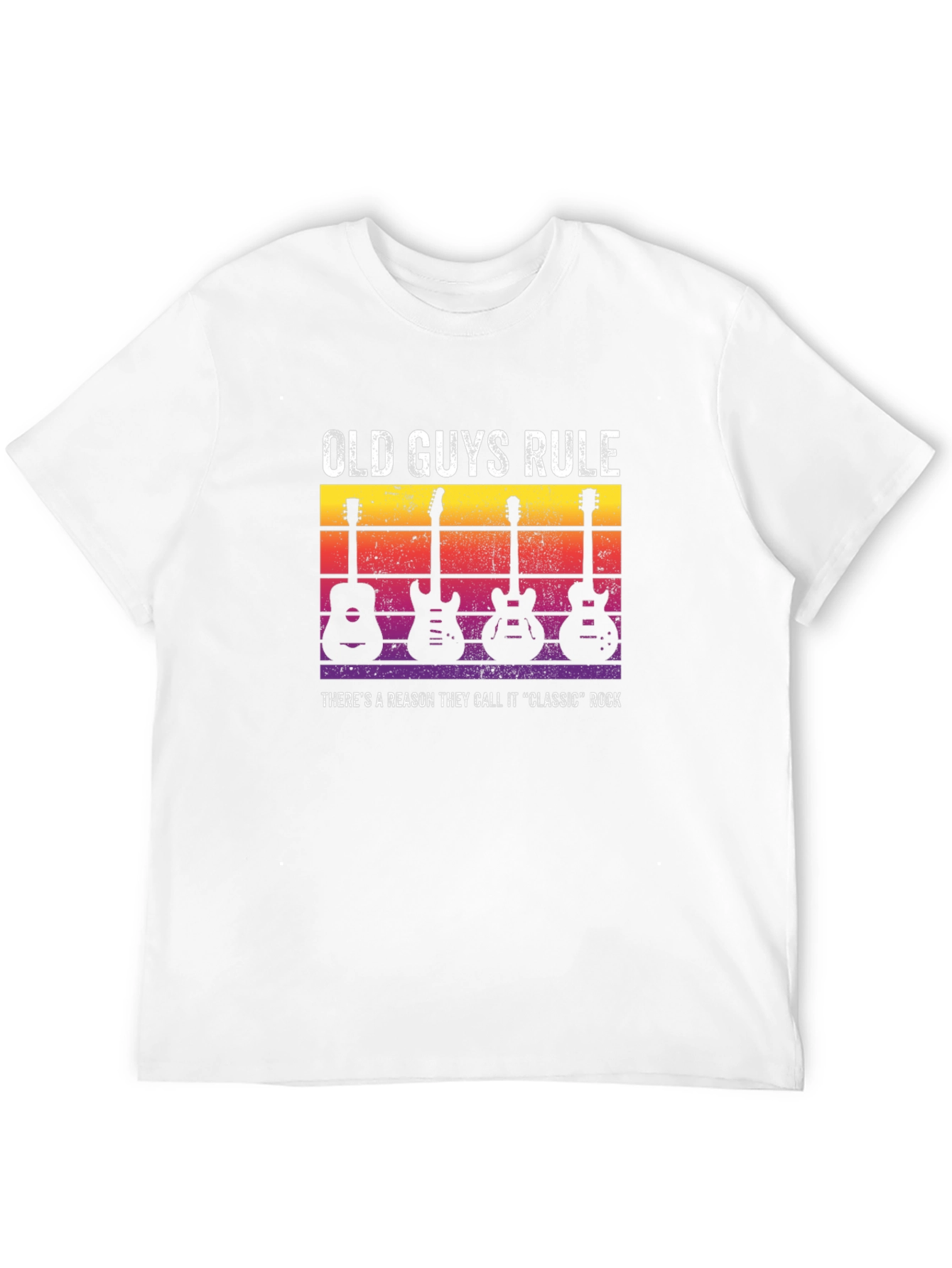 Old Guys Rule Classic Rock Guitar Graphic T-Shirt