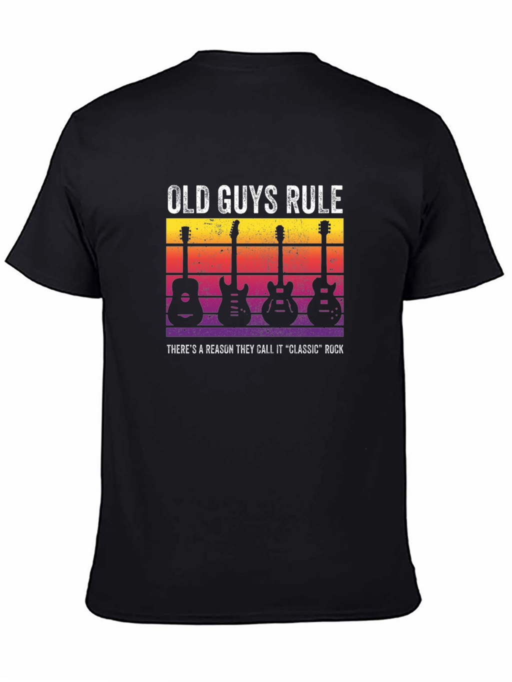 Old Guys Rule Classic Rock Guitar Graphic T-Shirt