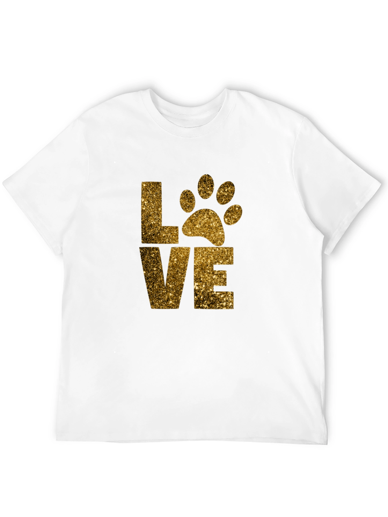 Love Paw Print Glitter Graphic T-Shirt