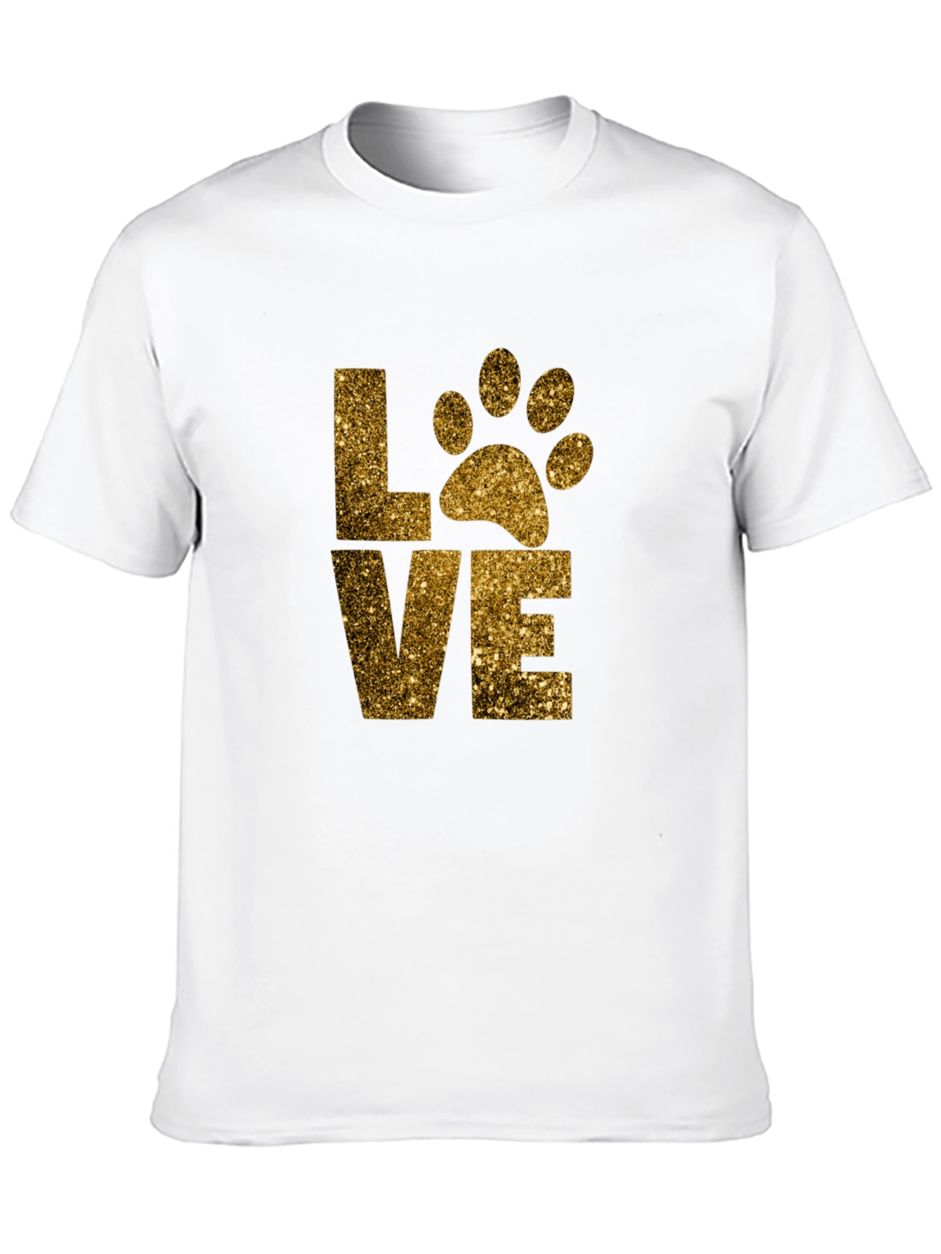 Love Paw Print Glitter Graphic T-Shirt