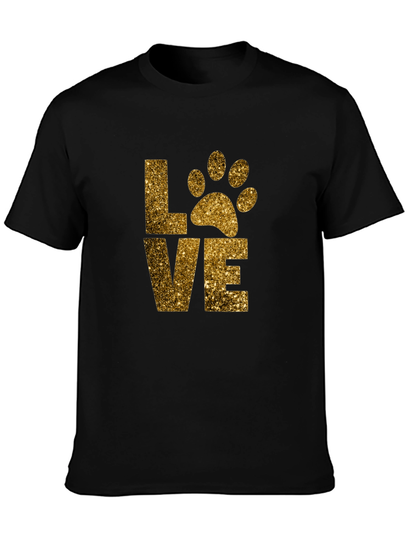 Love Paw Print Glitter Graphic T-Shirt