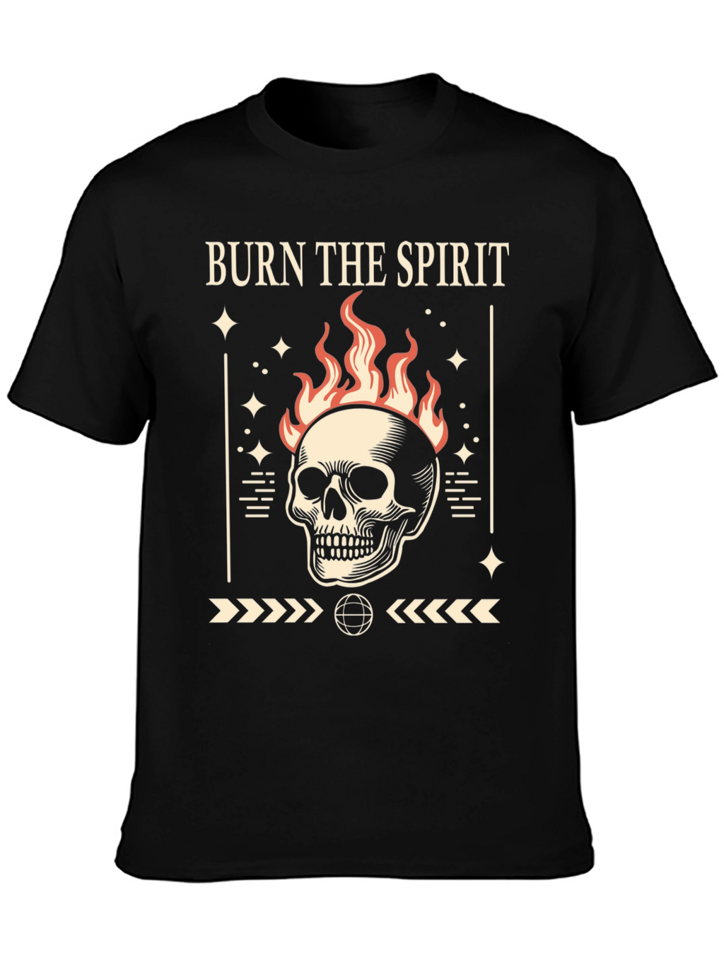 Burn the Spirit Graphic T-Shirt - Skull Design