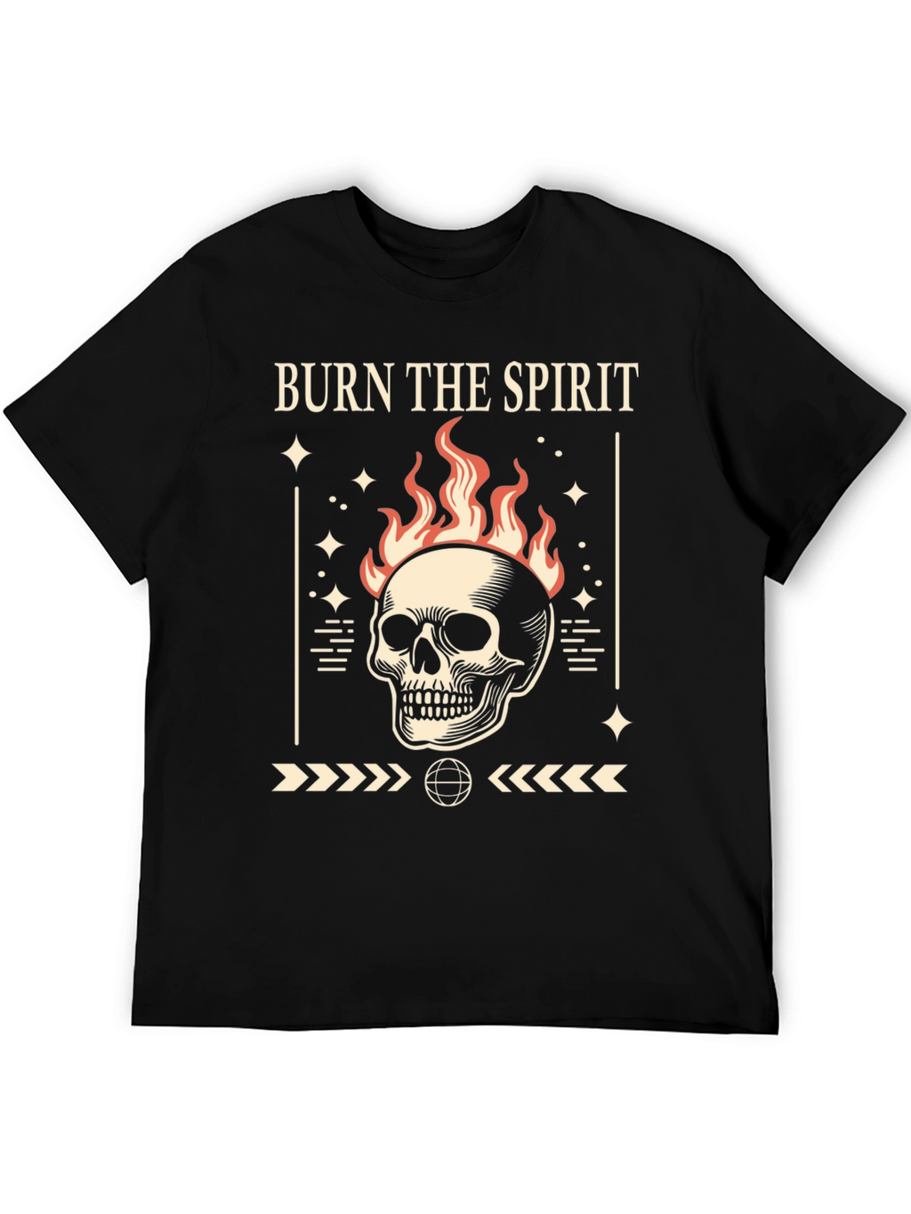 Burn the Spirit Graphic T-Shirt - Skull Design