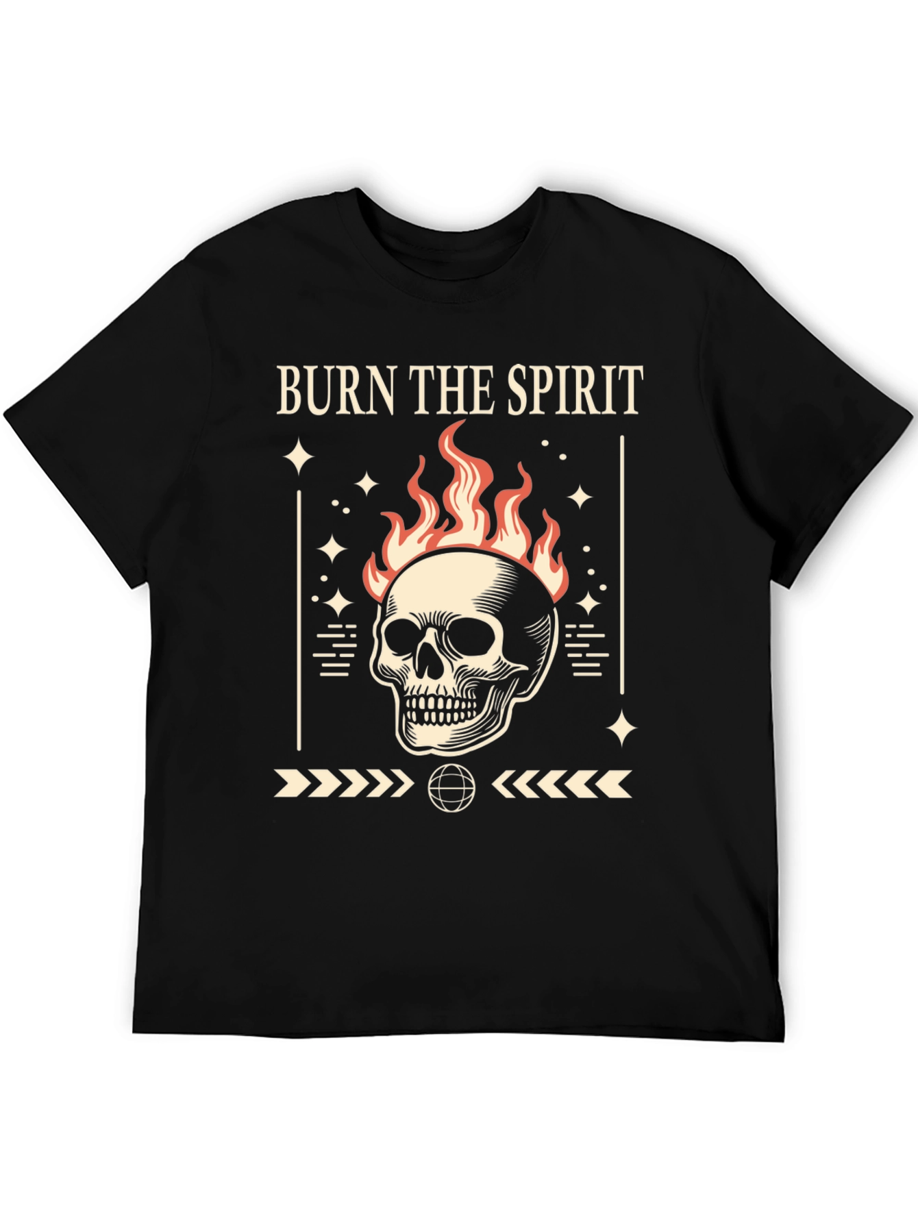 Burn the Spirit Graphic T-Shirt - Skull Design