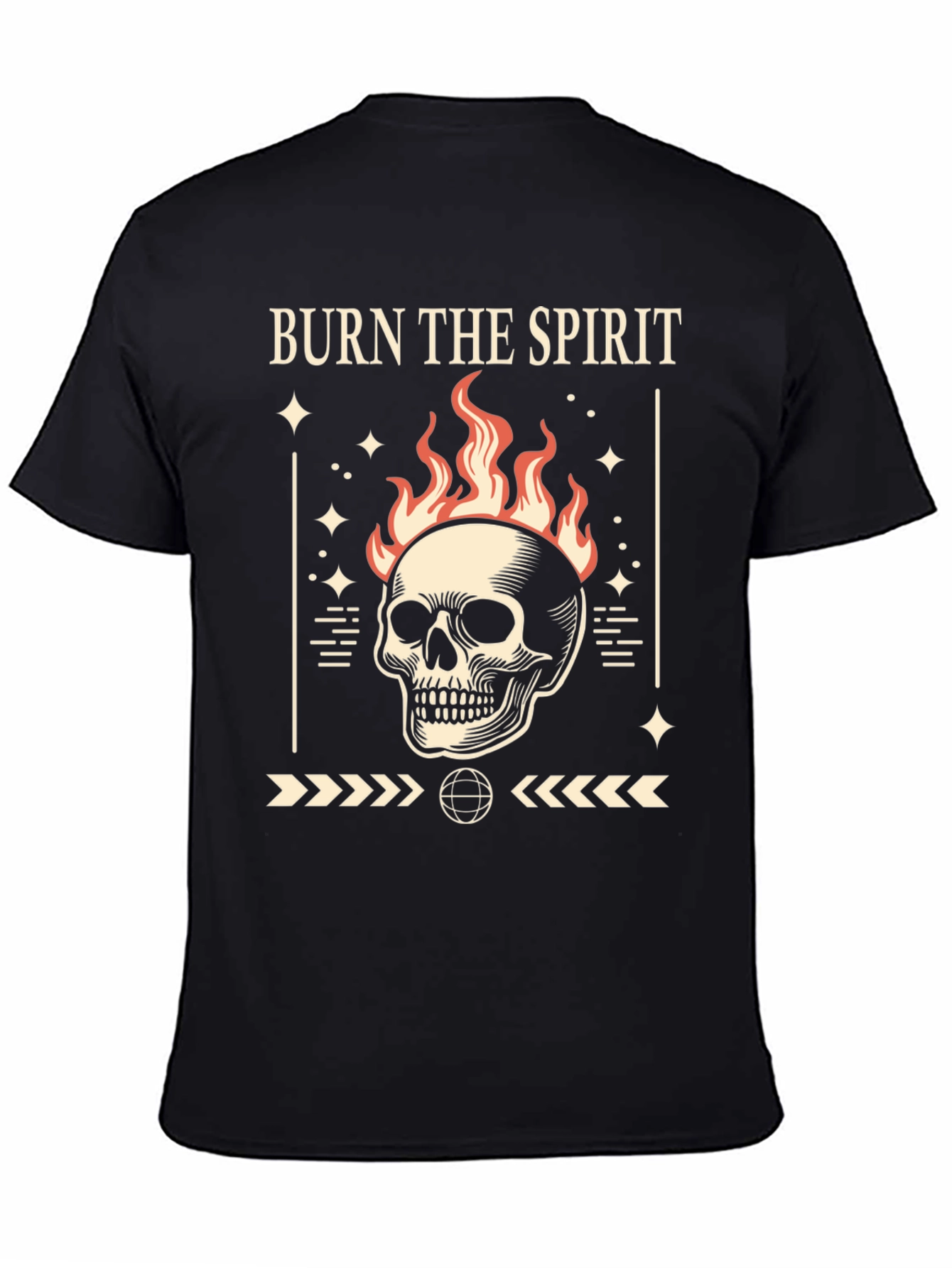 Burn the Spirit Graphic T-Shirt - Skull Design