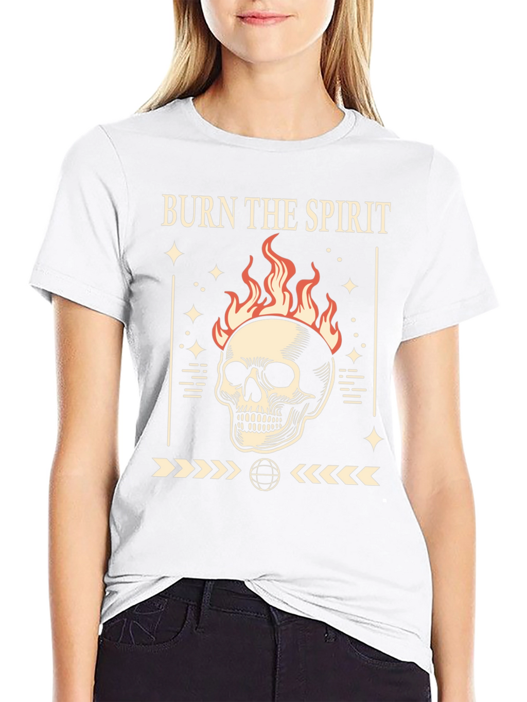 Burn the Spirit Graphic T-Shirt - Skull Design