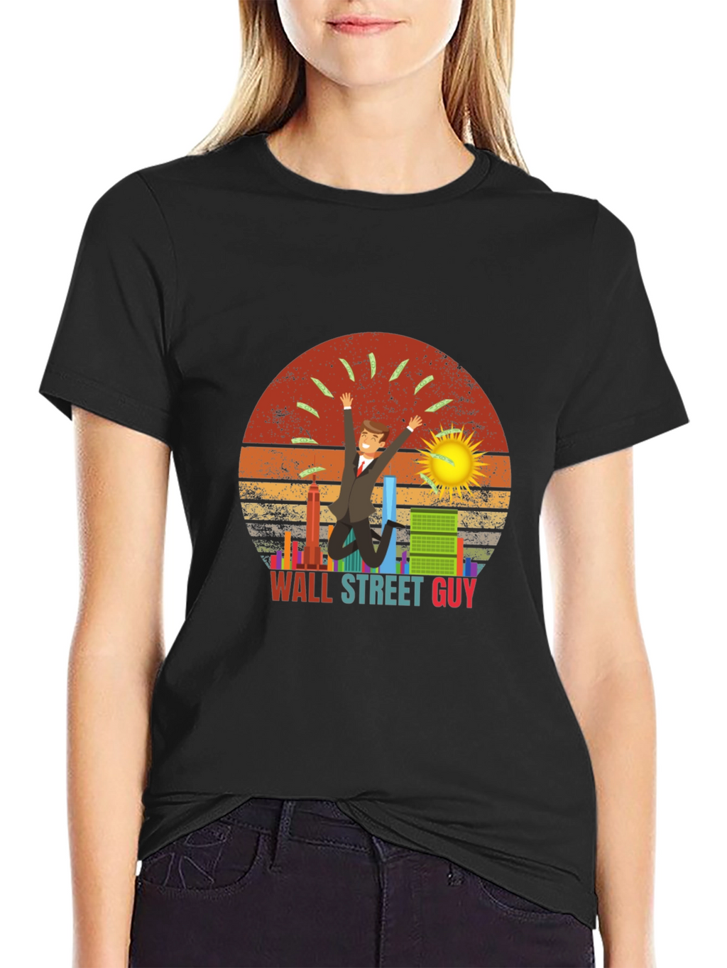 Wall Street Guy T-Shirt Black Graphic Tee