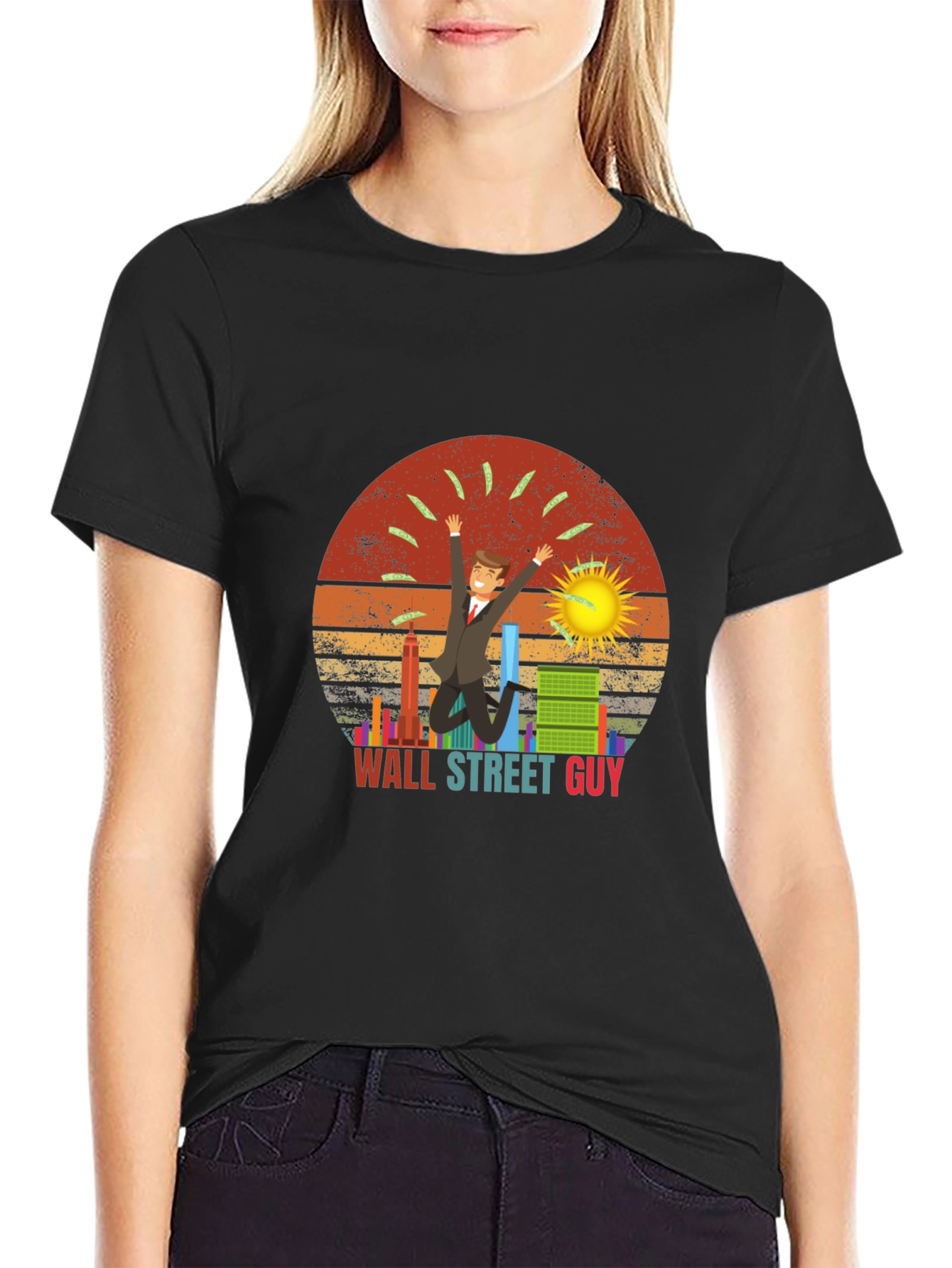 Wall Street Guy T-Shirt Black Graphic Tee