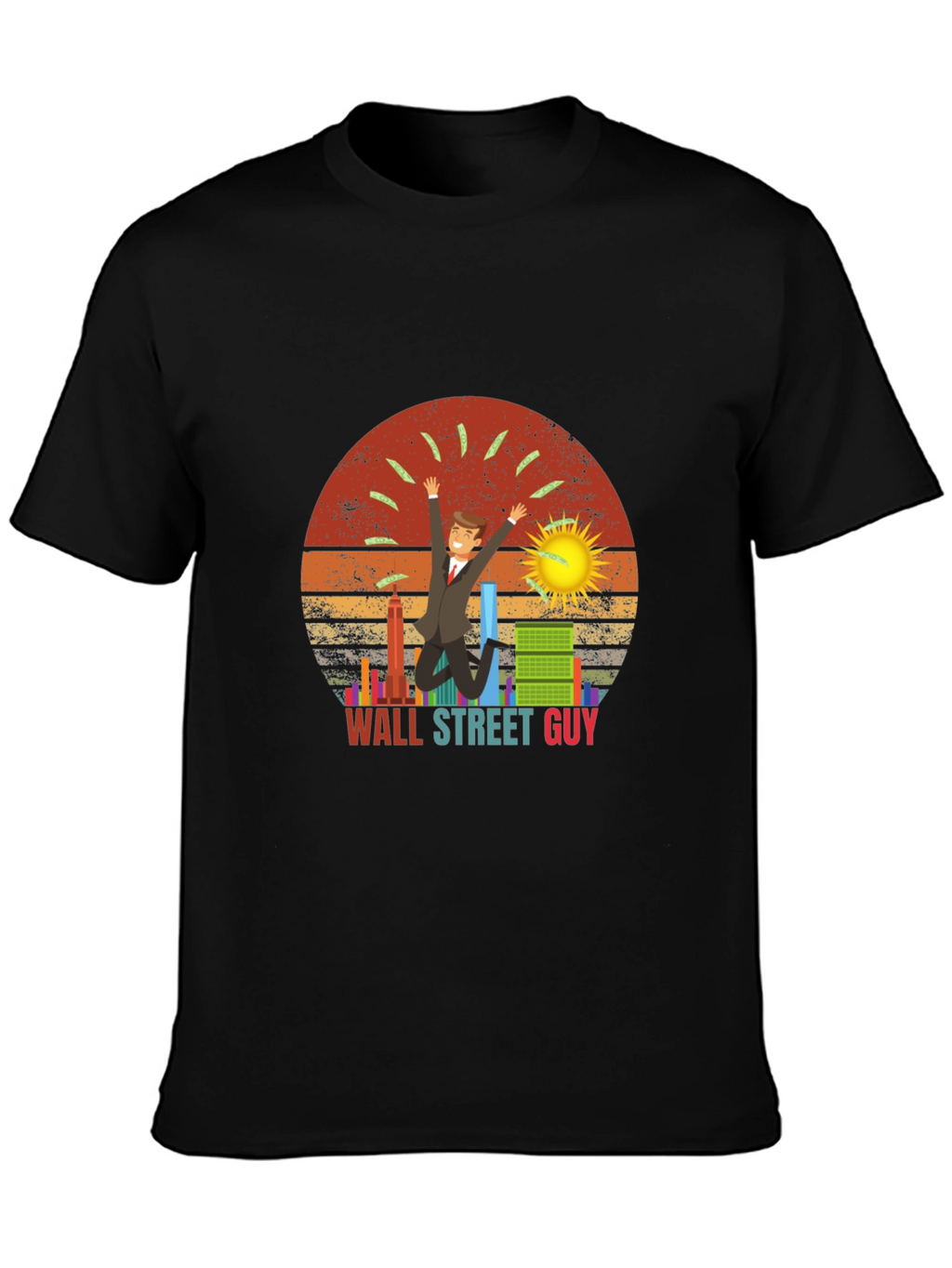 Wall Street Guy T-Shirt Black Graphic Tee