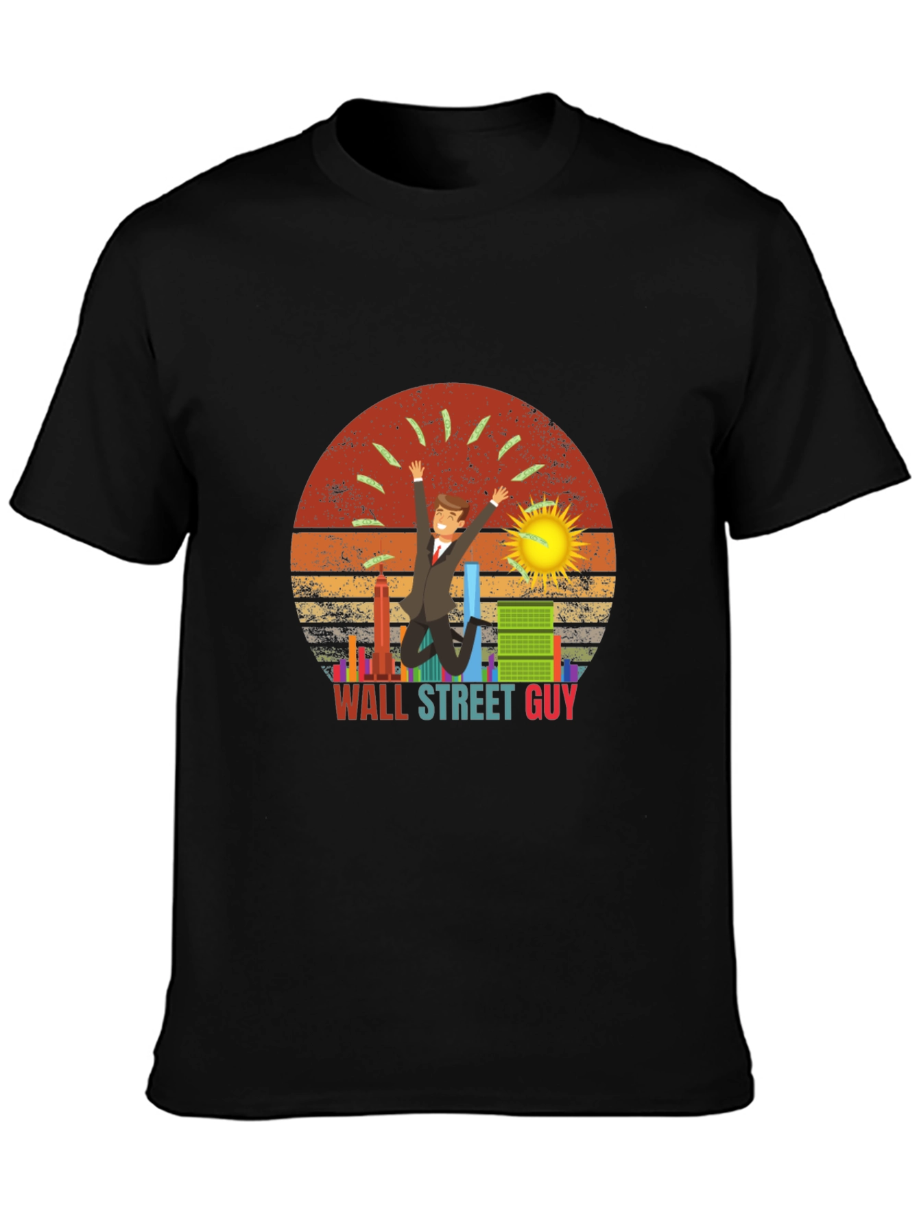Wall Street Guy T-Shirt Black Graphic Tee