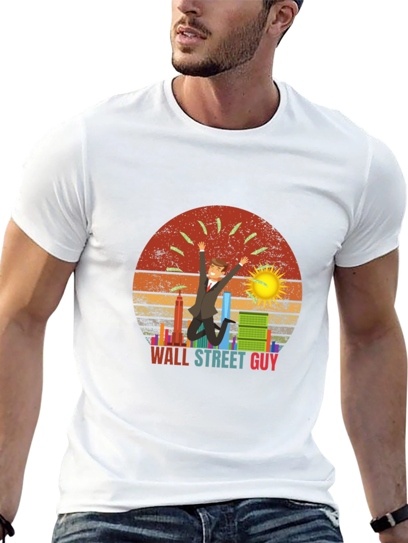 Wall Street Guy T-Shirt Black Graphic Tee