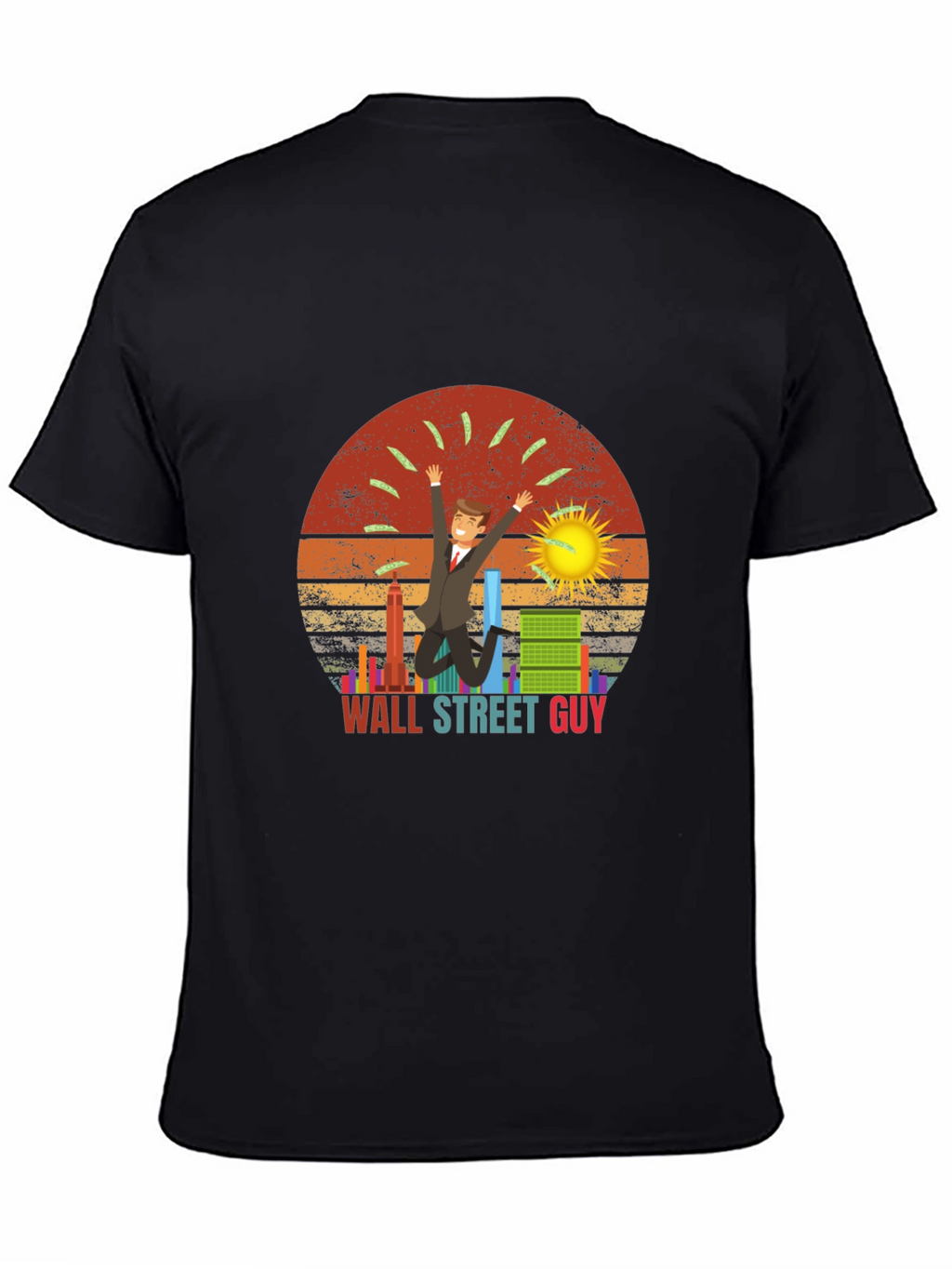 Wall Street Guy T-Shirt Black Graphic Tee
