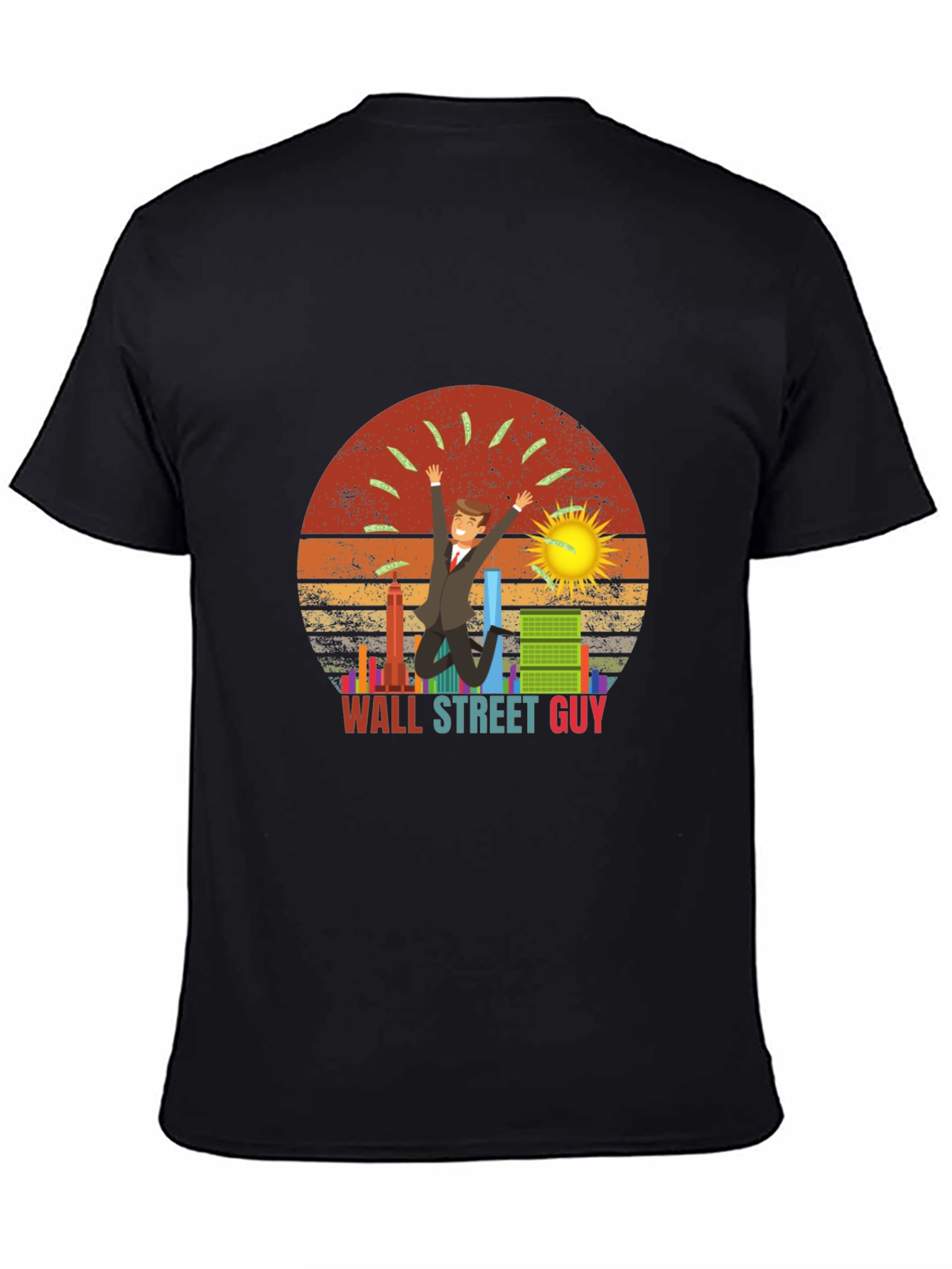 Wall Street Guy T-Shirt Black Graphic Tee