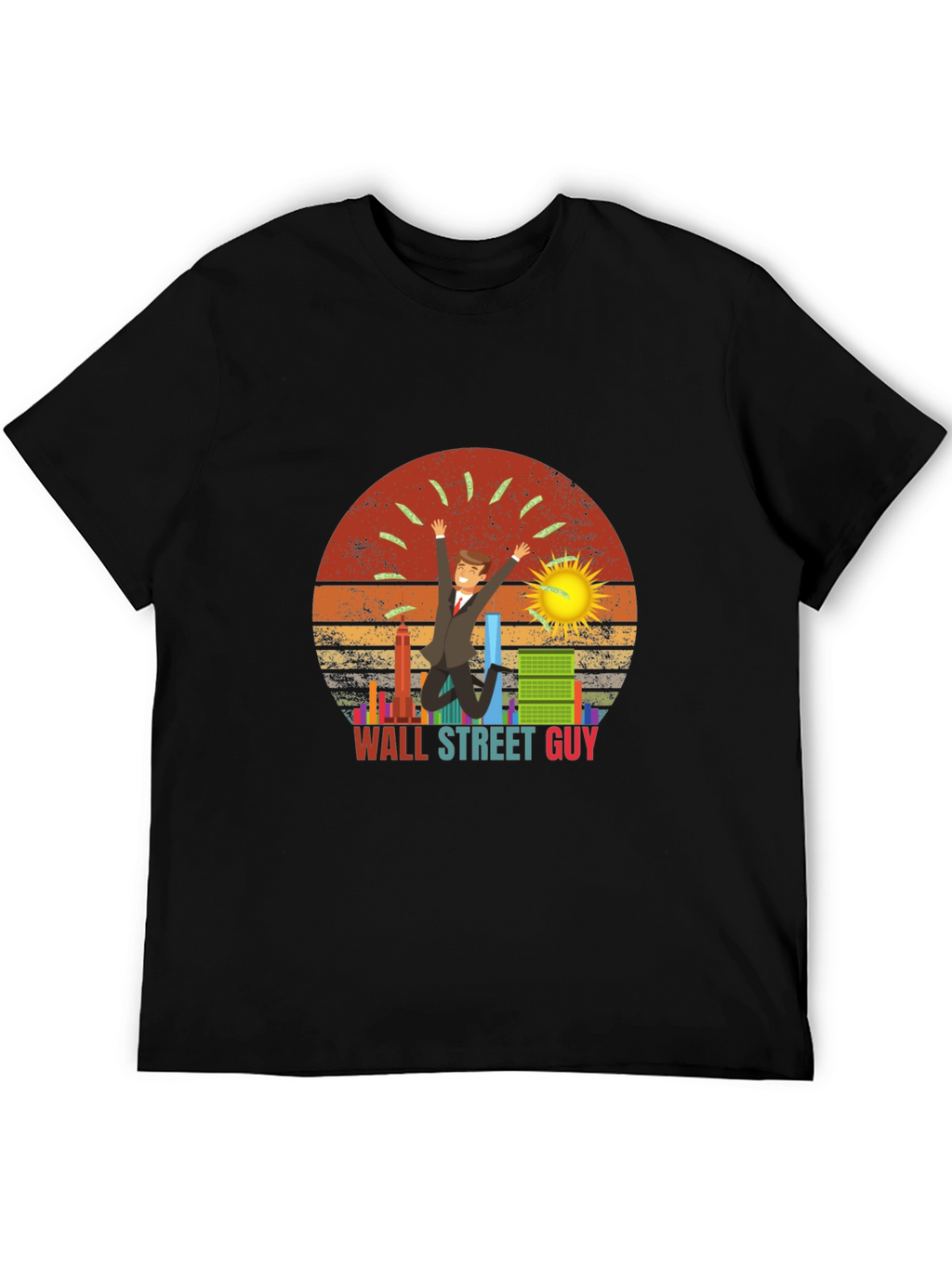 Wall Street Guy T-Shirt Black Graphic Tee