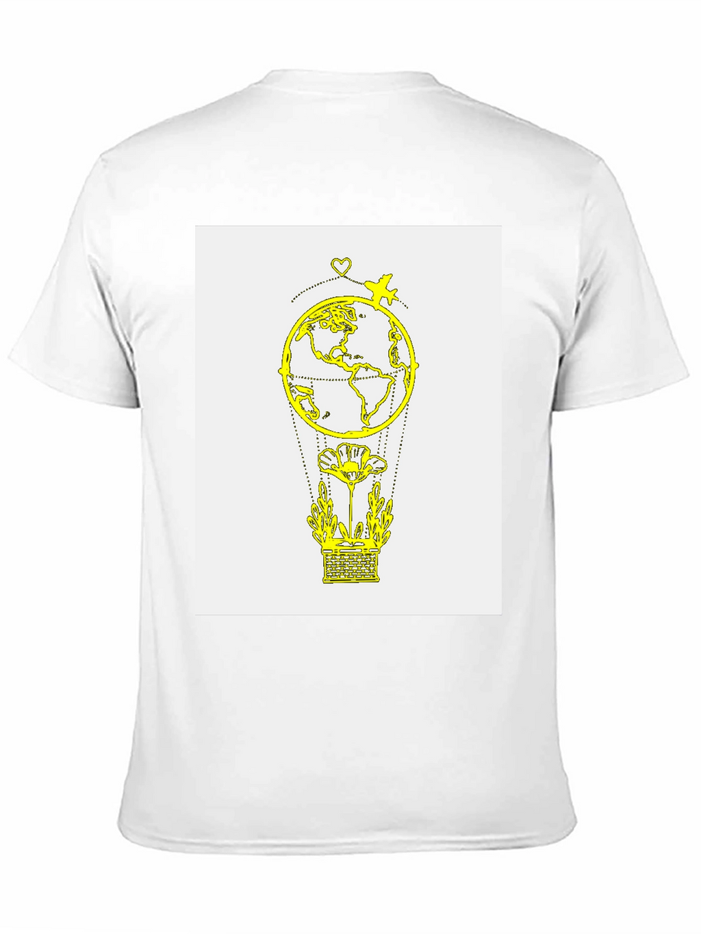 Globe & Airplane Graphic Tee - Black Cotton T-Shirt
