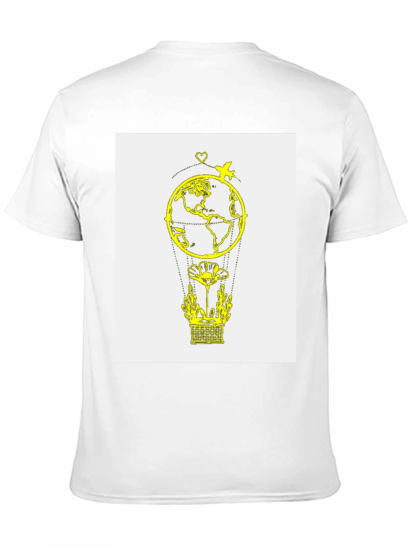 Globe & Airplane Graphic Tee - Black Cotton T-Shirt