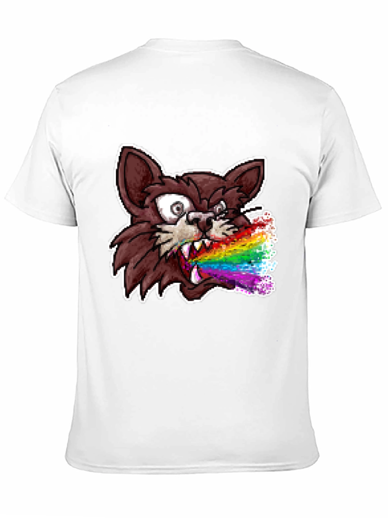 Rainbow Vomit Pixel Art Cat T-Shirt