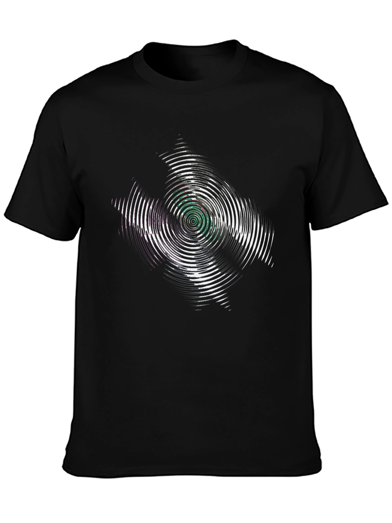 Abstract Circular Graphic Print Black T-Shirt