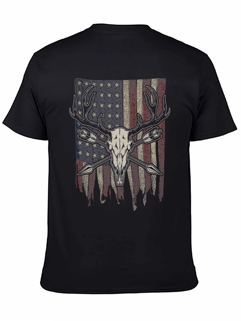 American Flag Deer Skull Arrow T-Shirt