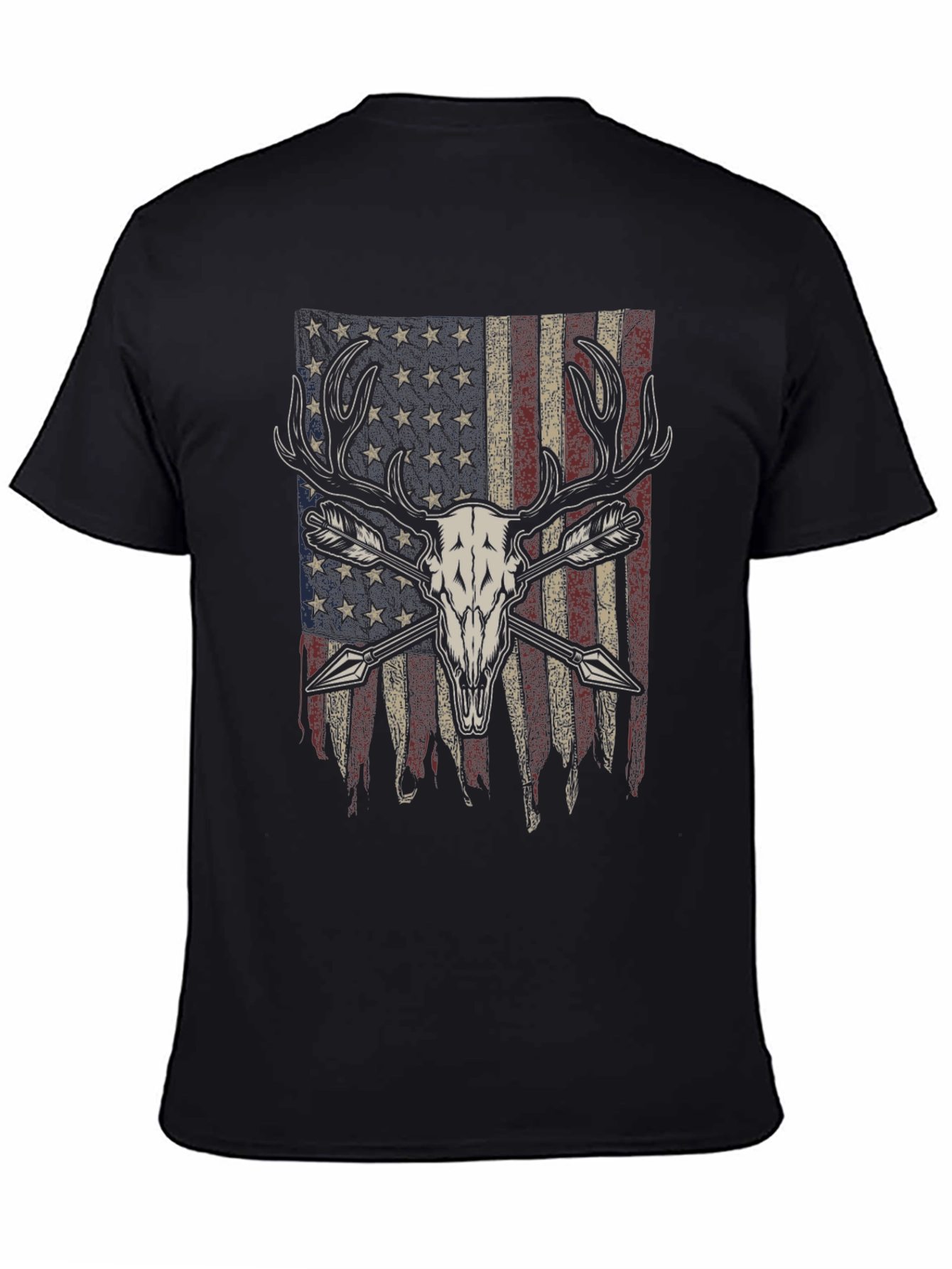 American Flag Deer Skull Arrow T-Shirt