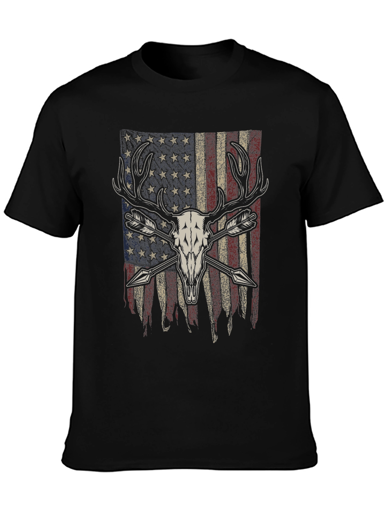 American Flag Deer Skull Arrow T-Shirt