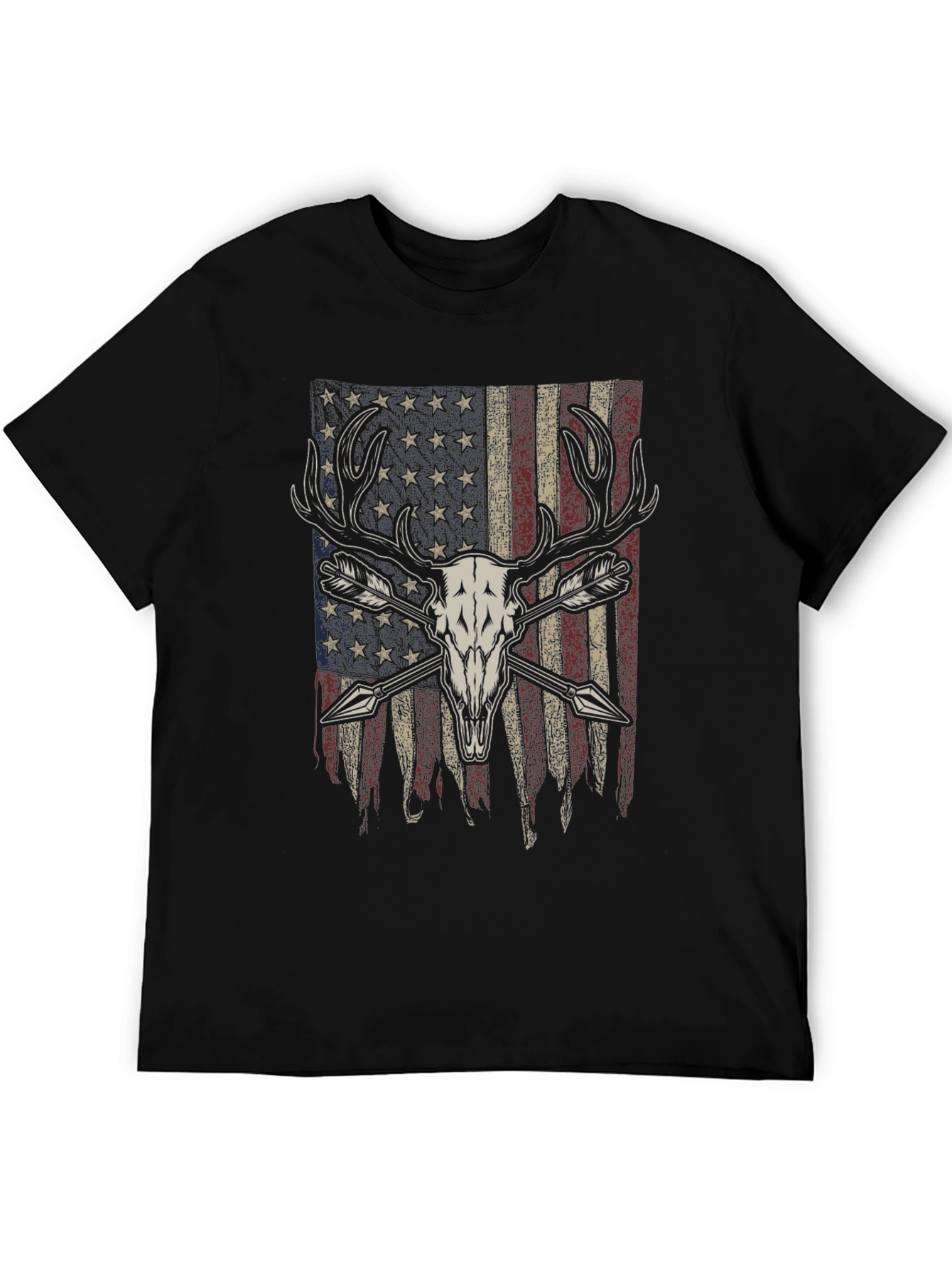 American Flag Deer Skull Arrow T-Shirt