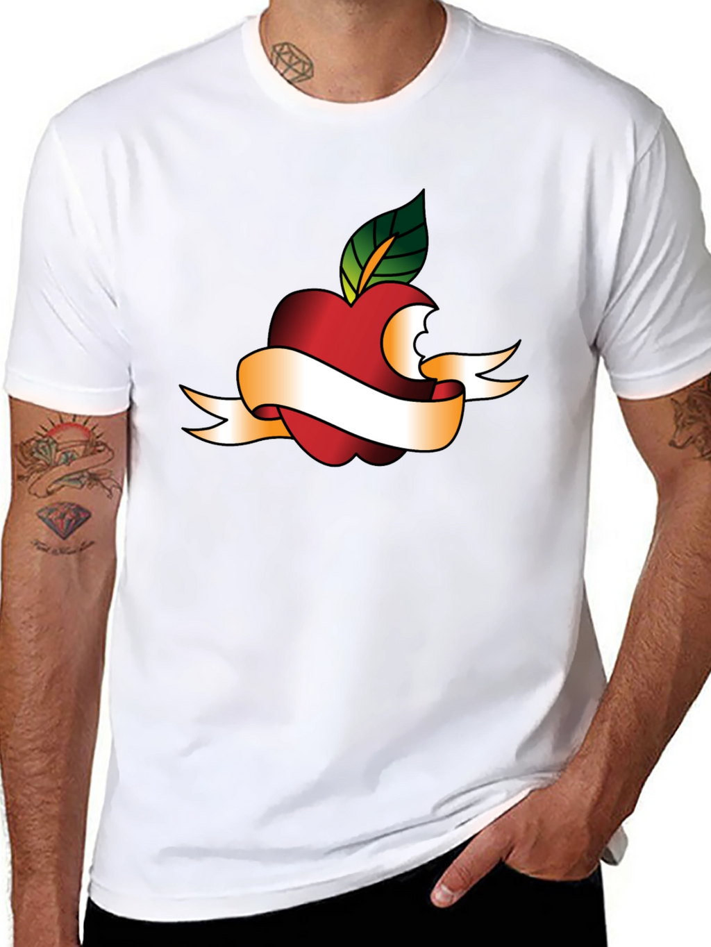 Apple Bite Tattoo Graphic Tee - Black