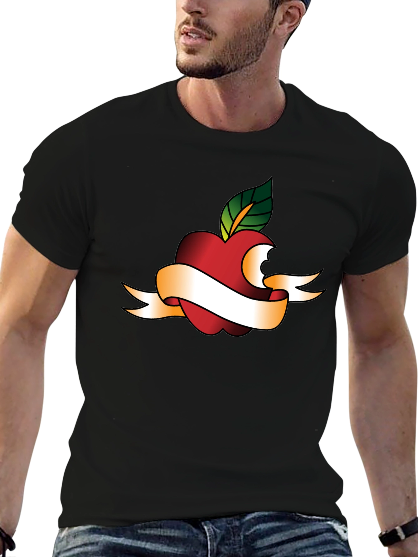 Apple Bite Tattoo Graphic Tee - Black