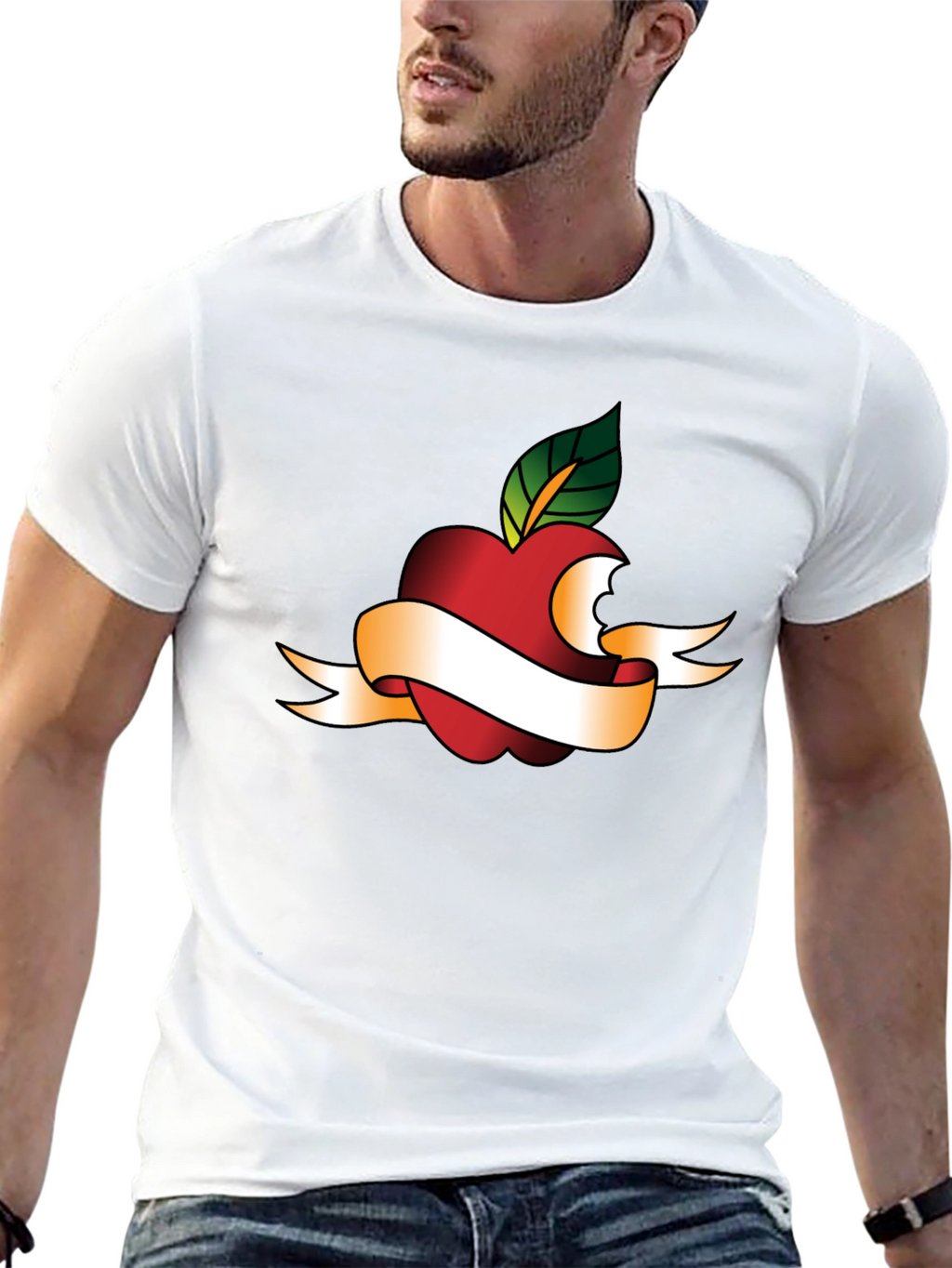 Apple Bite Tattoo Graphic Tee - Black