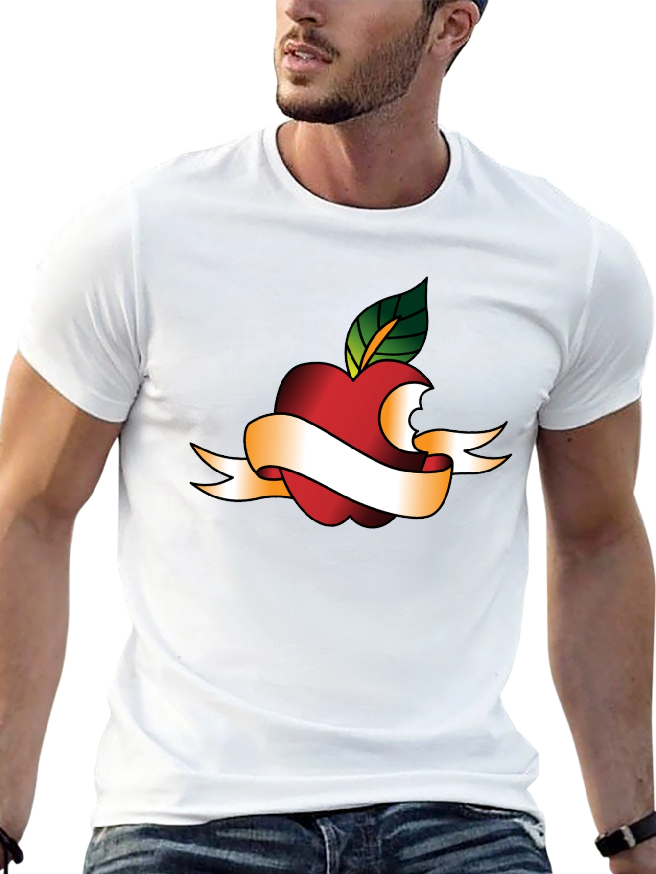 Apple Bite Tattoo Graphic Tee - Black