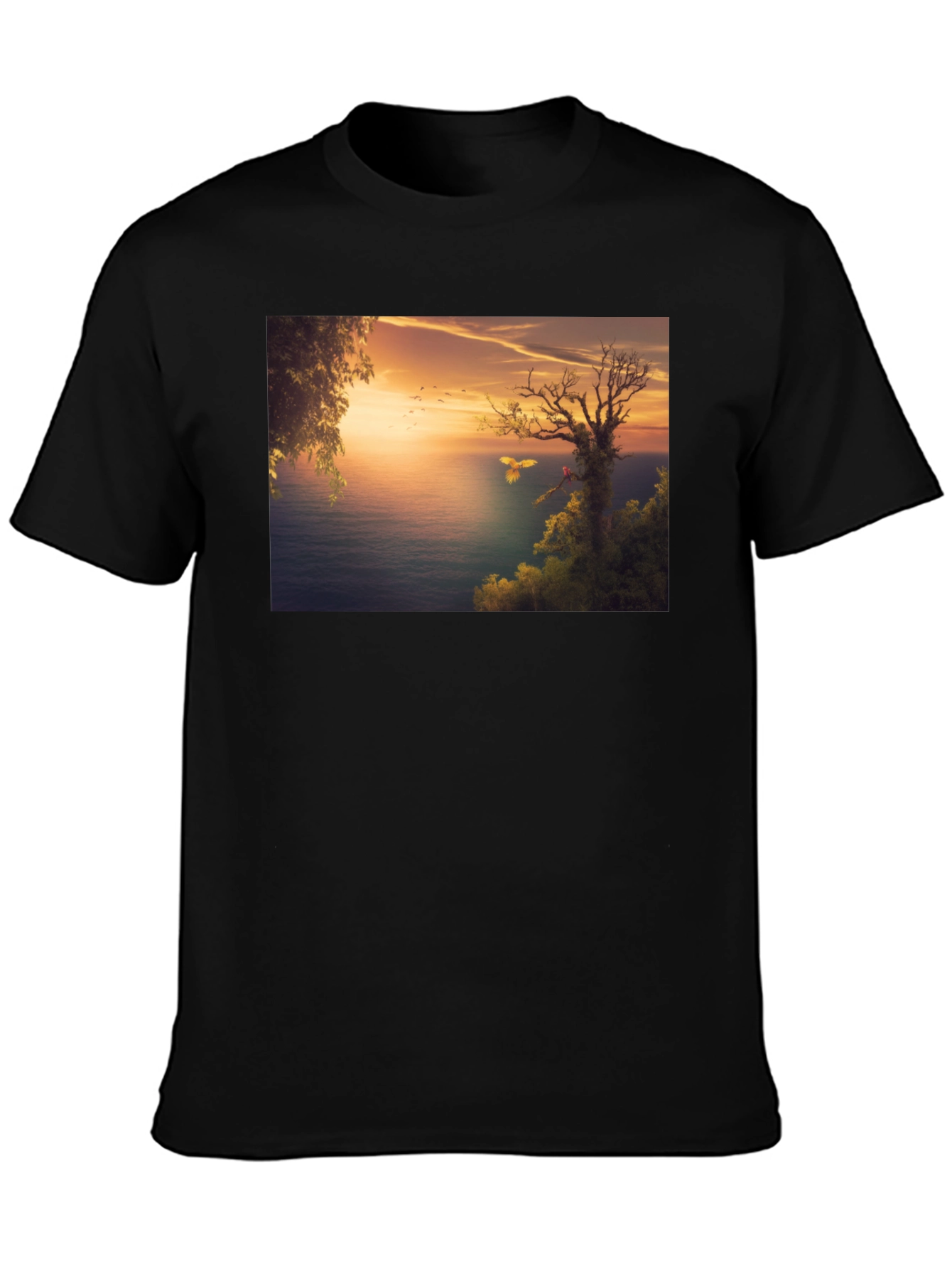 Sunset Seascape Graphic Tee - Black