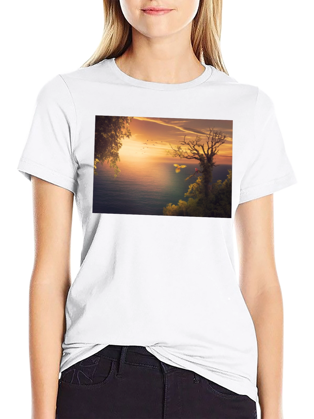 Sunset Seascape Graphic Tee - Black