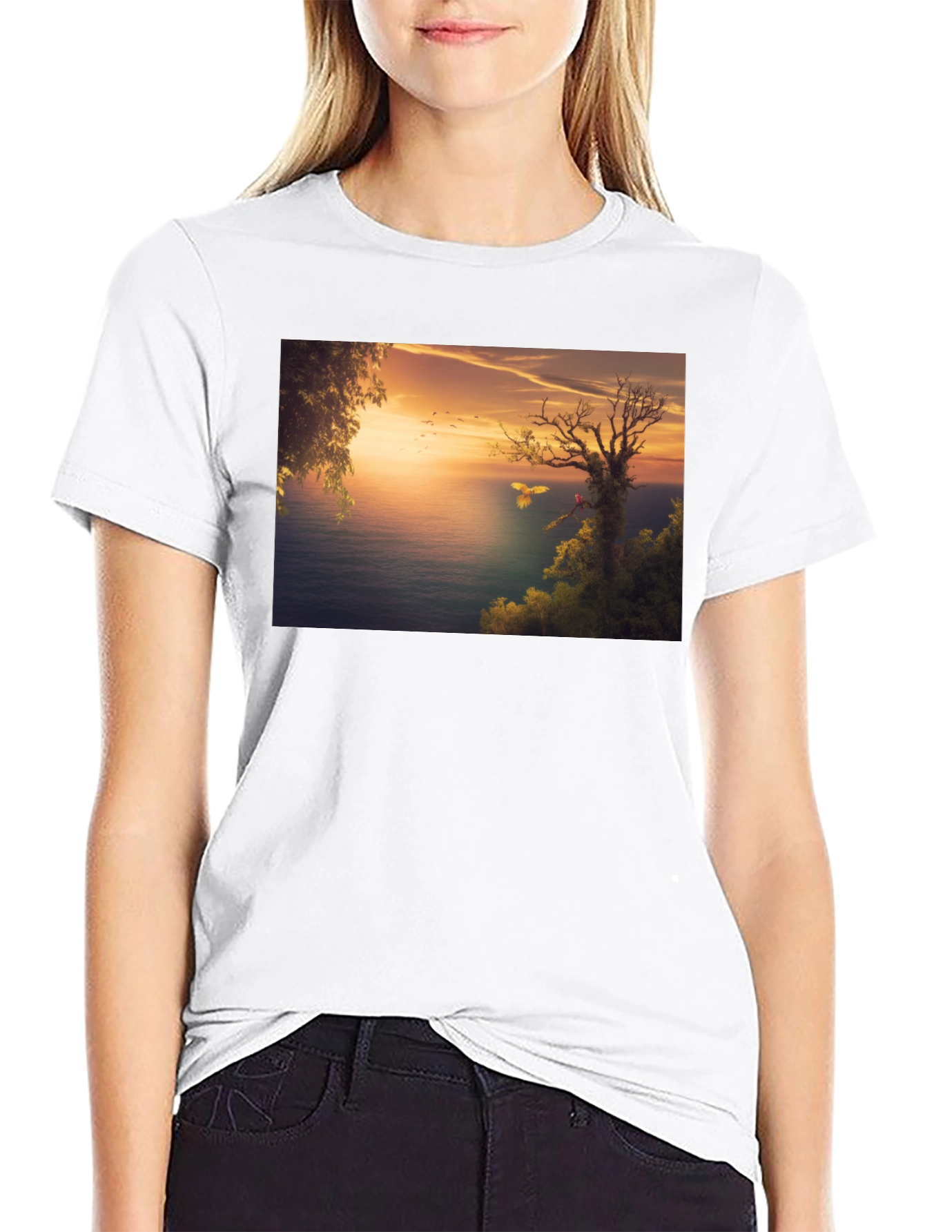 Sunset Seascape Graphic Tee - Black