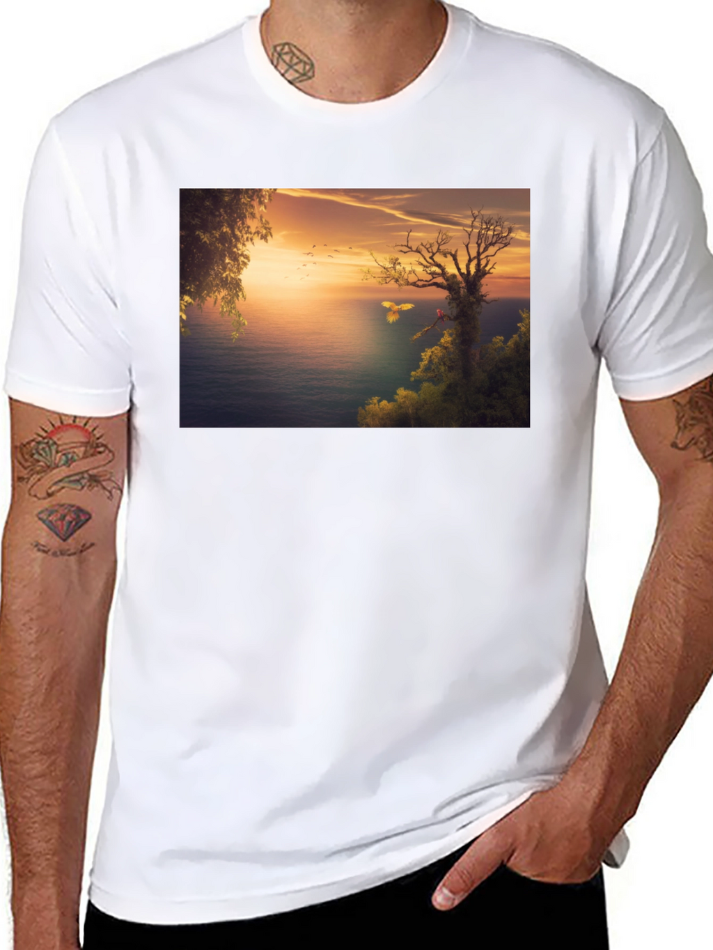 Sunset Seascape Graphic Tee - Black