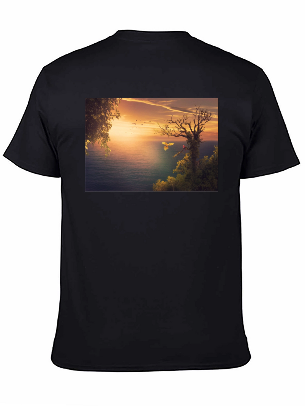 Sunset Seascape Graphic Tee - Black